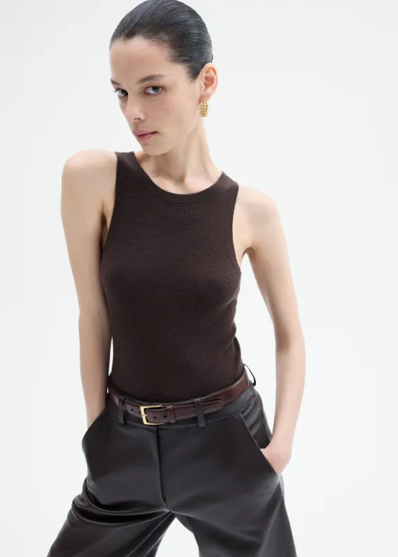 Sporty Tank in Fine Cashmere - Chocolate made by CO