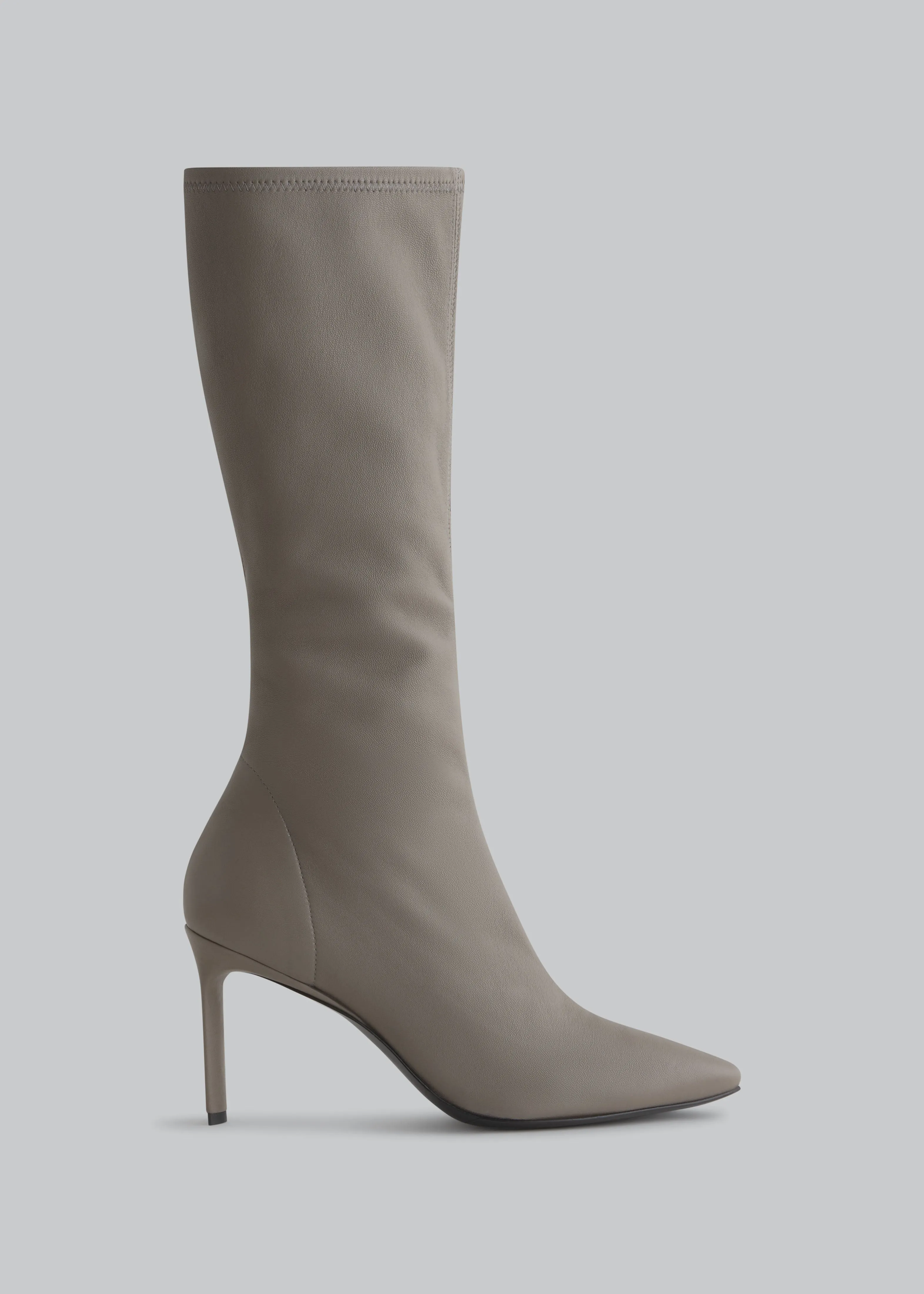 Pointed Stretch Leather Heel in Grey sold by CO