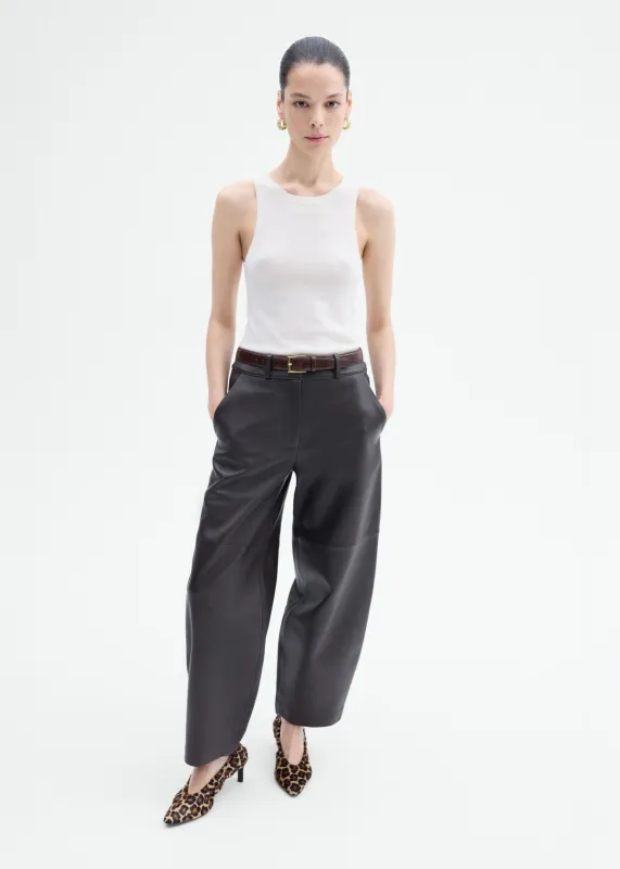 Cropped Leather Trouser - Chocolate made by CO