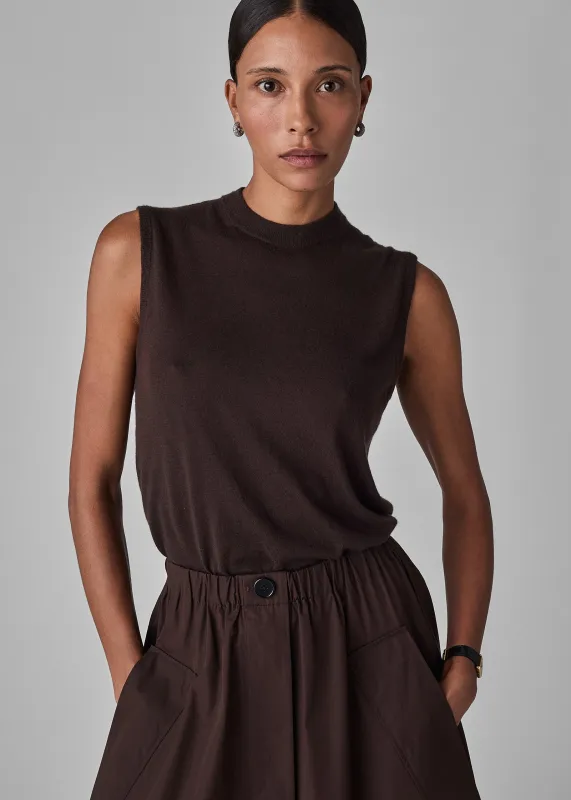 Shell Tank in Fine Cashmere - Chocolate made by CO