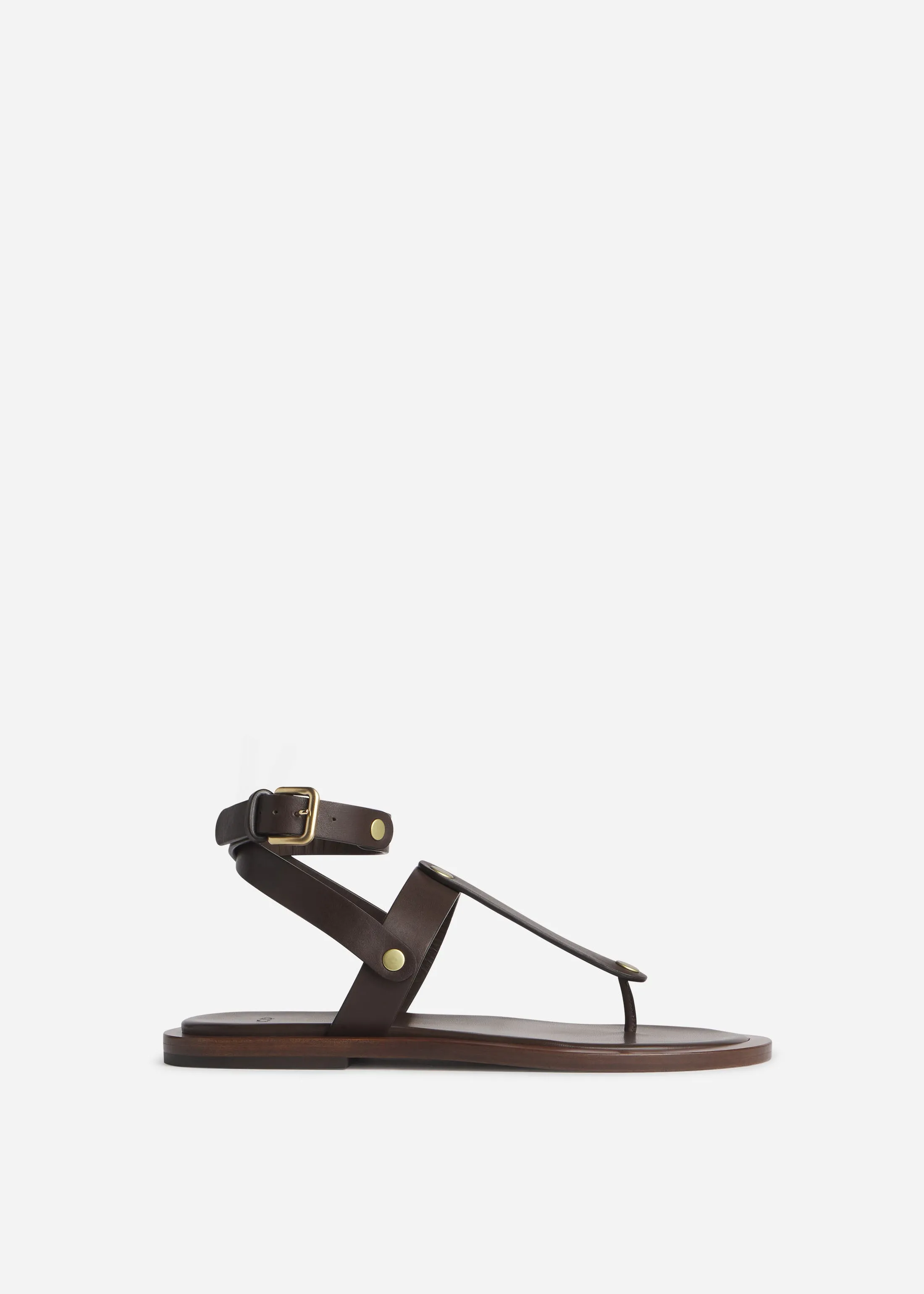 Ankle Wrap Sandal in Calfskin Leather - Chocolate sold by CO
