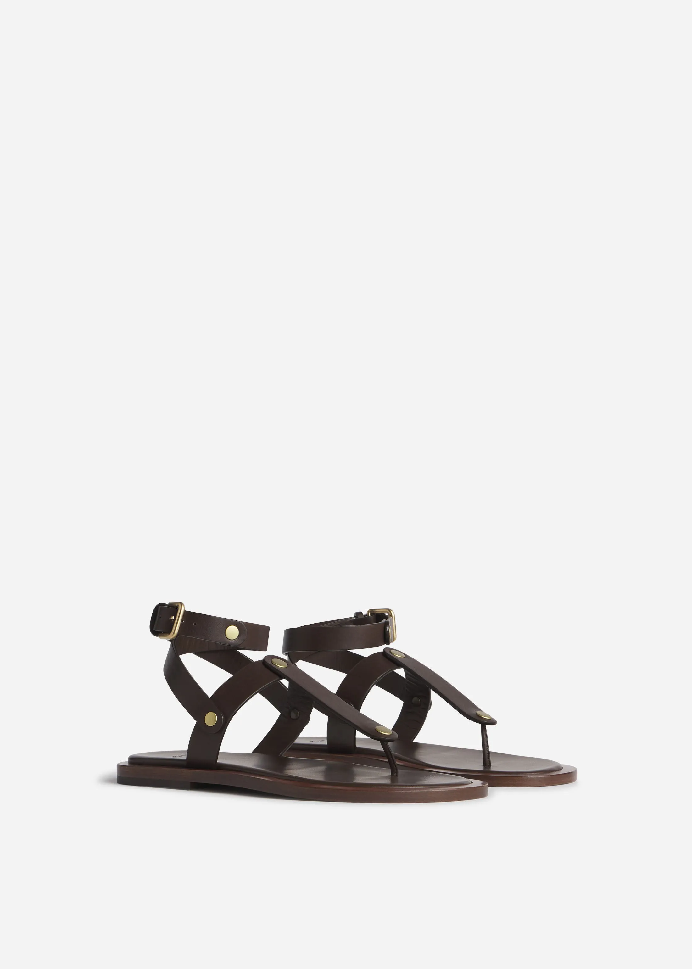 Ankle Wrap Sandal in Calfskin Leather - Chocolate sold by CO product image thumbnail 2