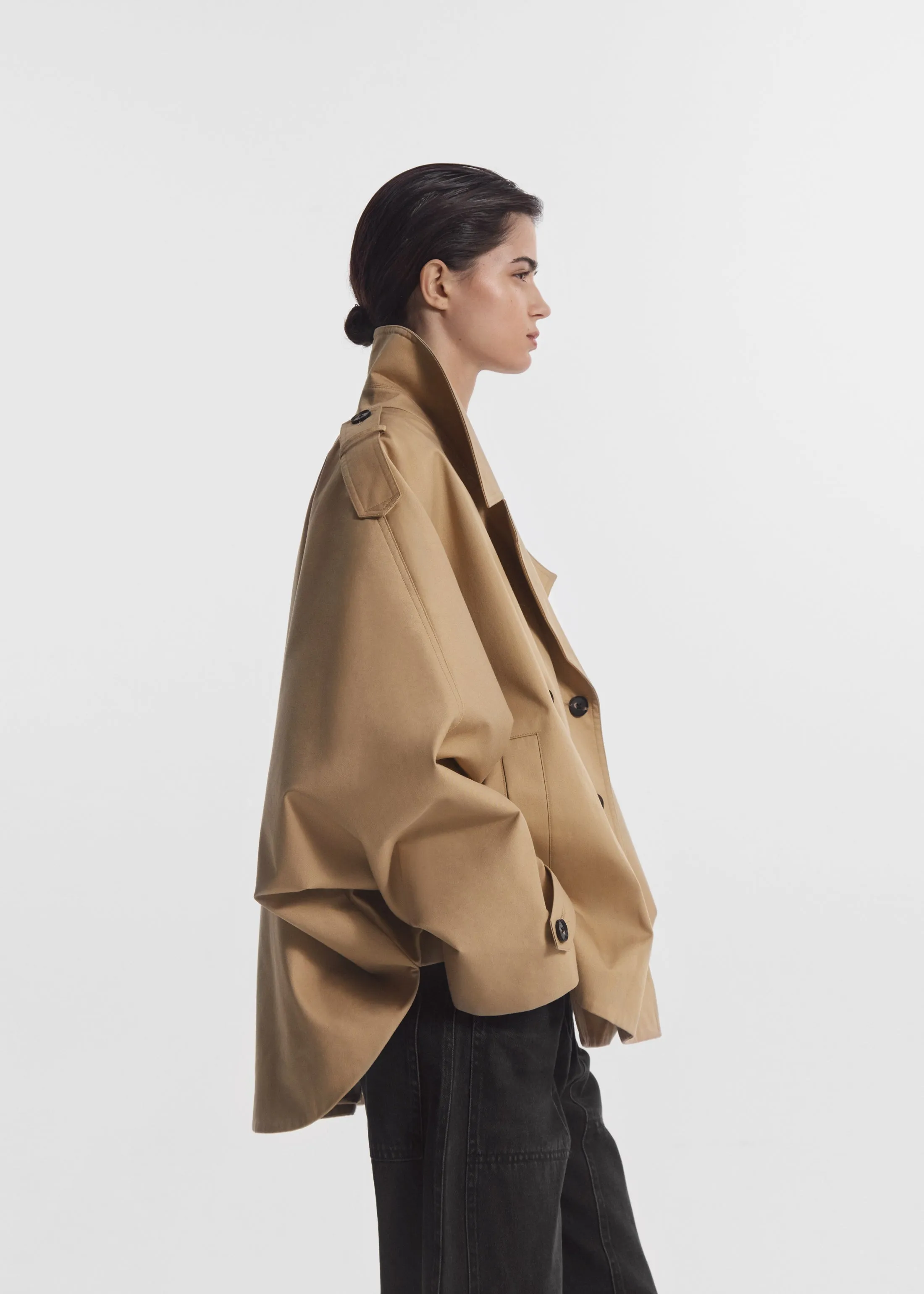 Dolman Cropped Trench in Cotton Twill - Camel sold by CO