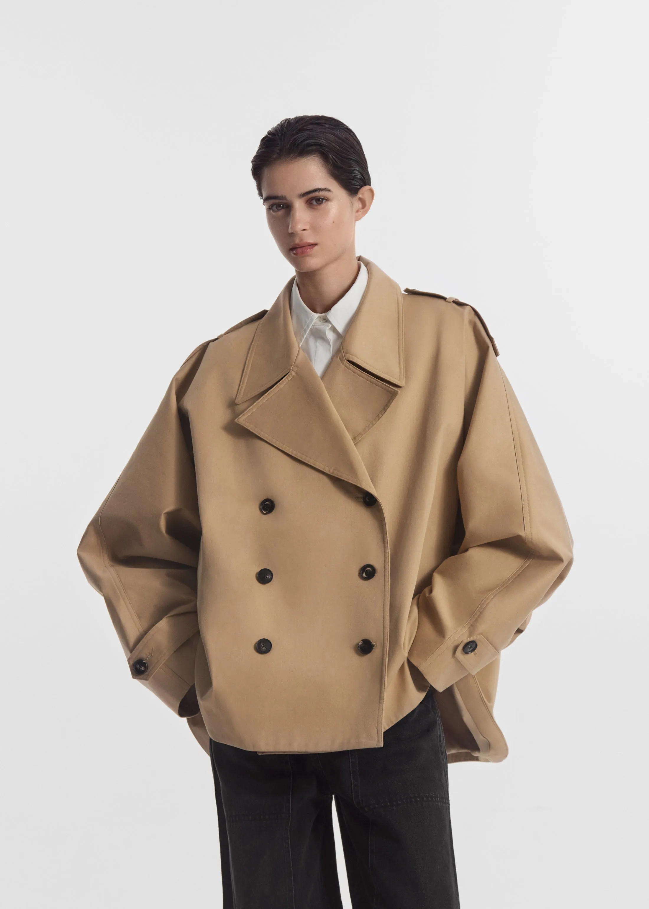Dolman Cropped Trench in Cotton Twill - Camel sold by CO product image thumbnail 2