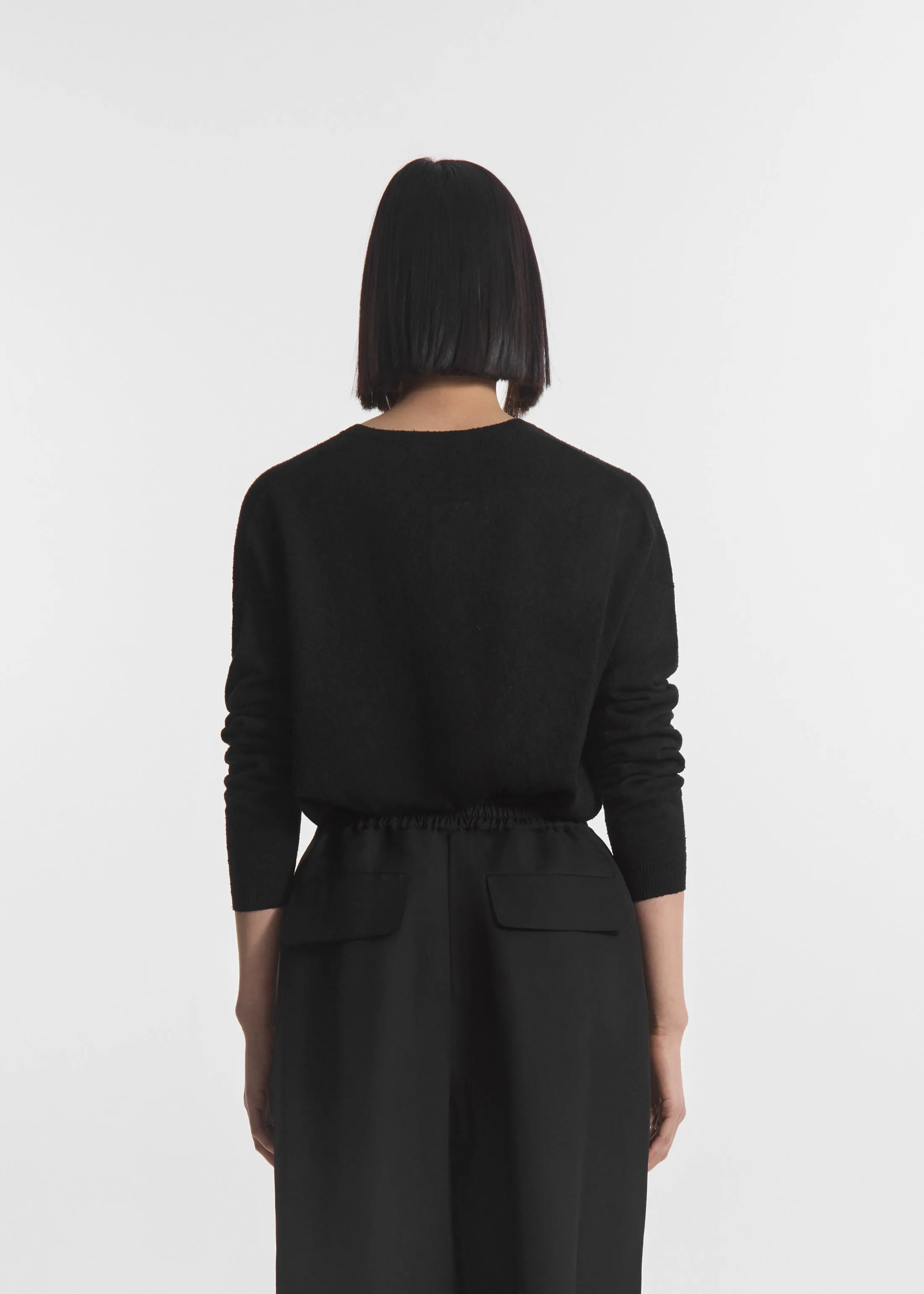 V-Neck Sweater in Silk Linen - Black sold by CO product image thumbnail 4