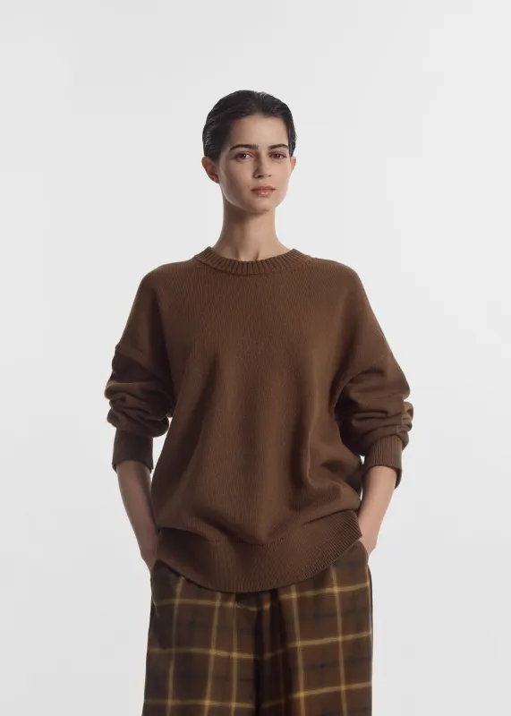 Boyfriend Crew Sweater in Cotton - Olive made by CO