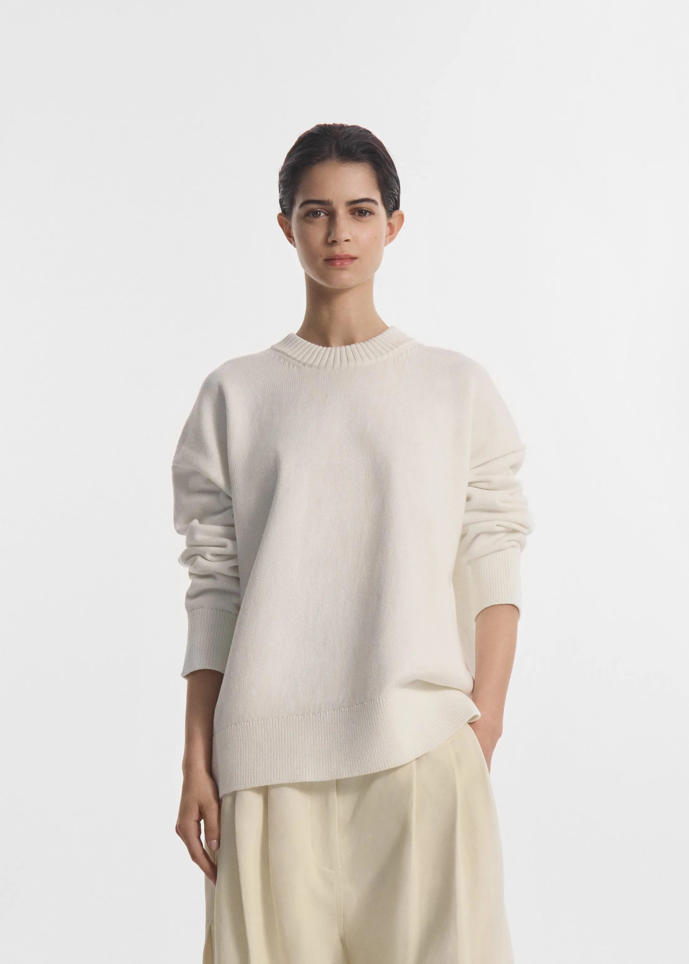 Boyfriend Crew Sweater in Cotton - White sold by CO product image thumbnail 2