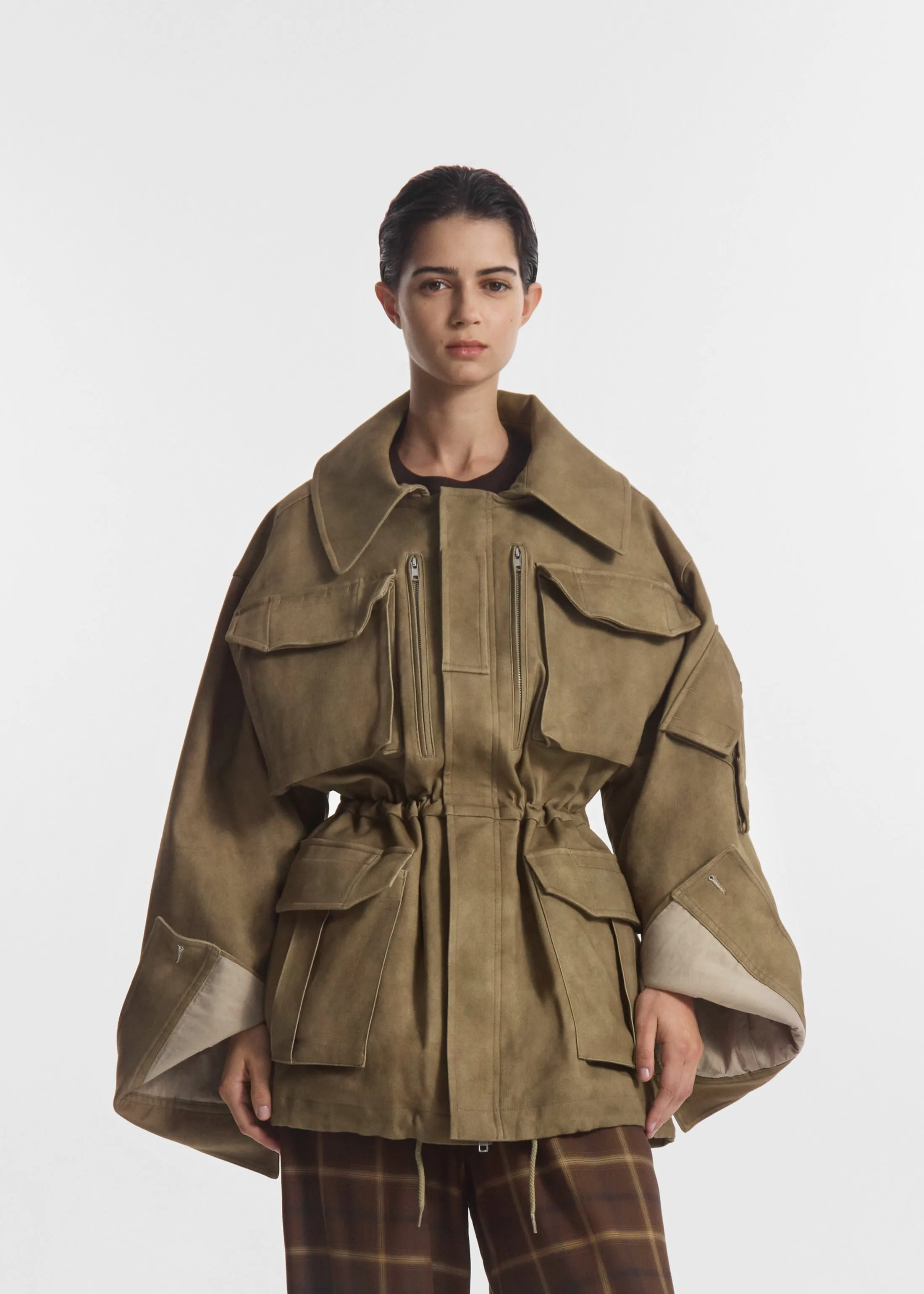 Military Jacket in Cold Dye Cotton - Khaki sold by CO product image thumbnail 2