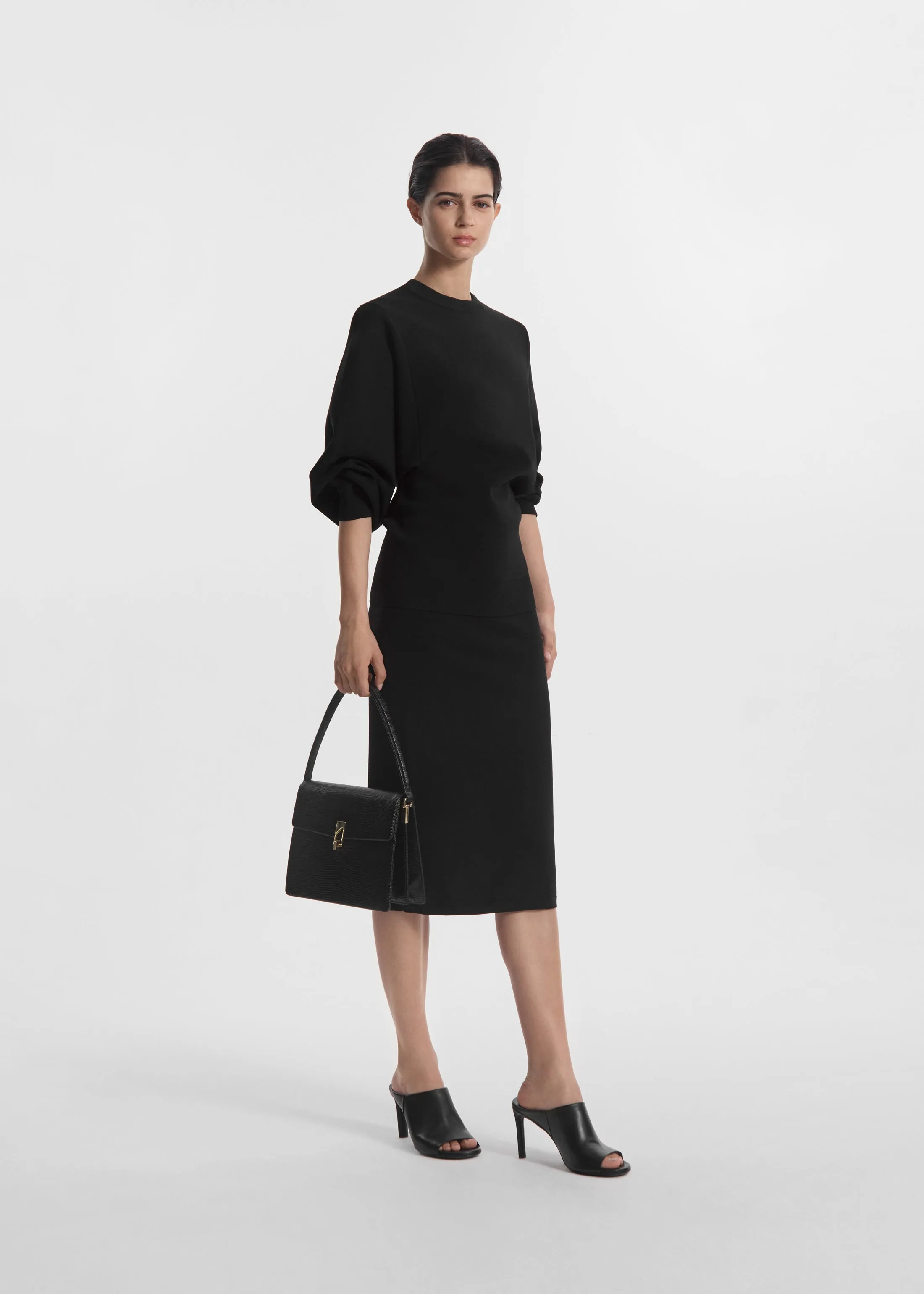 Crewneck Tunic Top in Stretch Knit - Black sold by CO product image thumbnail 2