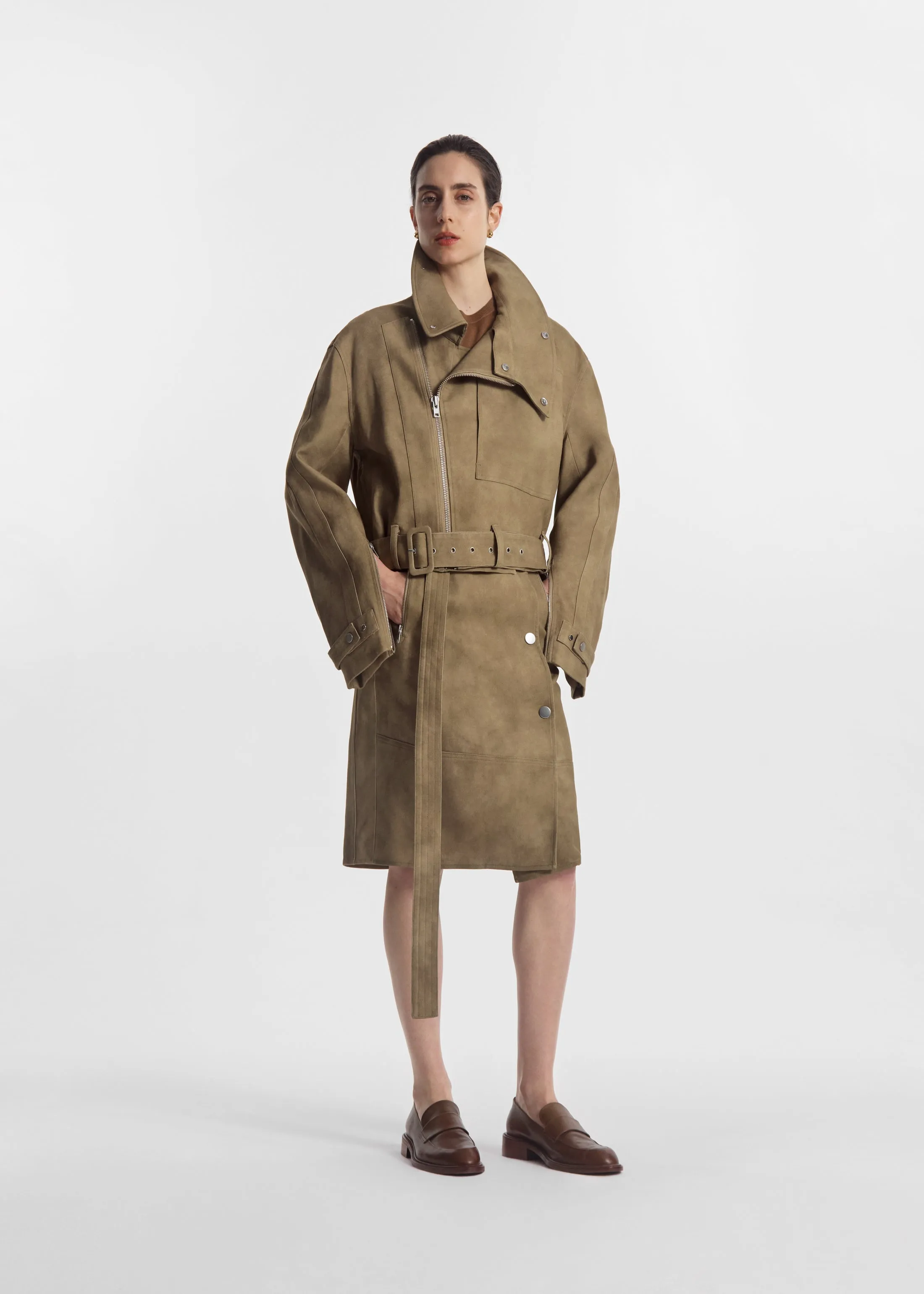 Flying Collar Moto Jacket in Cold-Dyed Cotton - Khaki sold by CO product image thumbnail 4