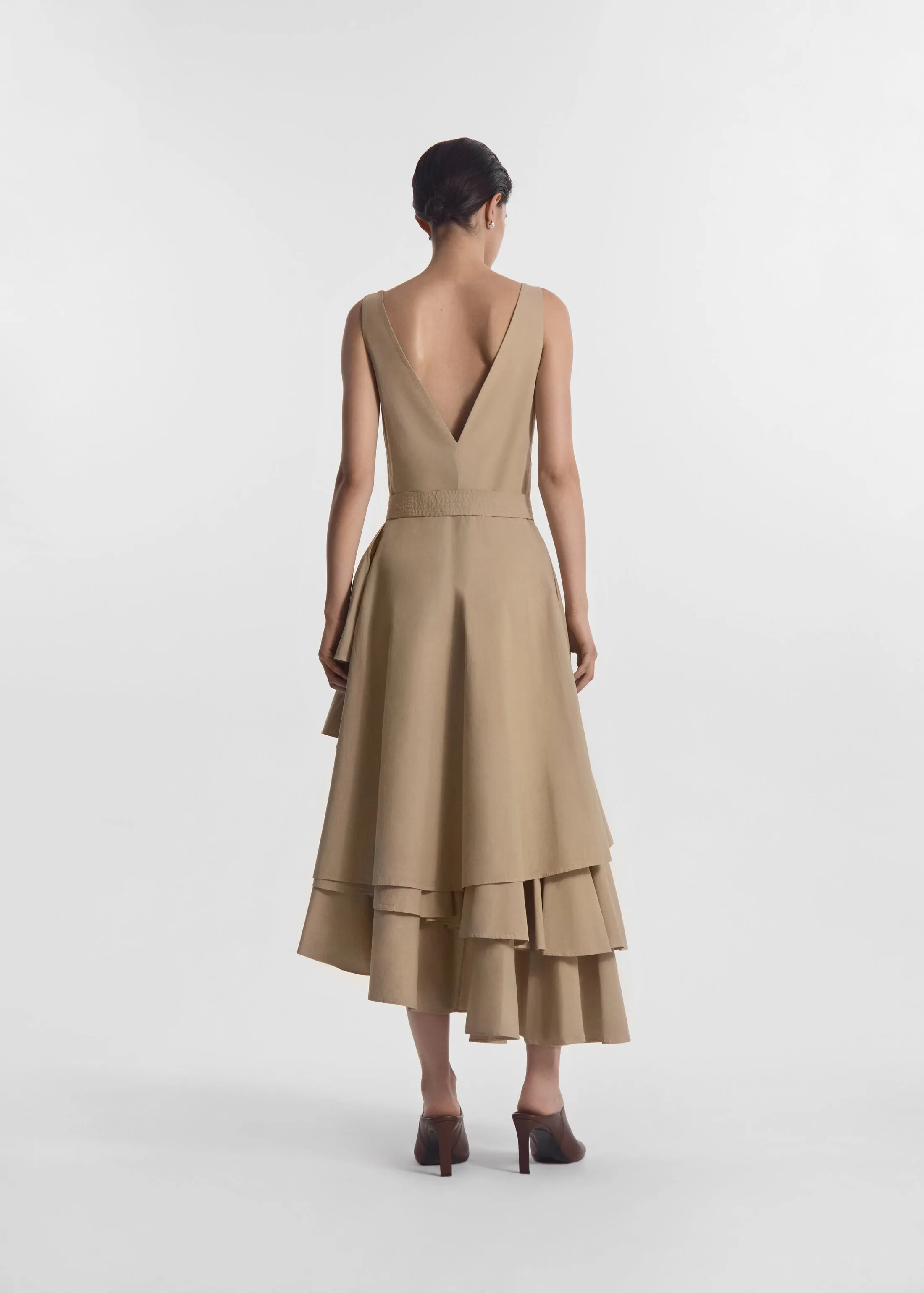 Asymmetric Layered Tank Dress in Garment-Dyed Cotton - Khaki sold by CO product image thumbnail 2
