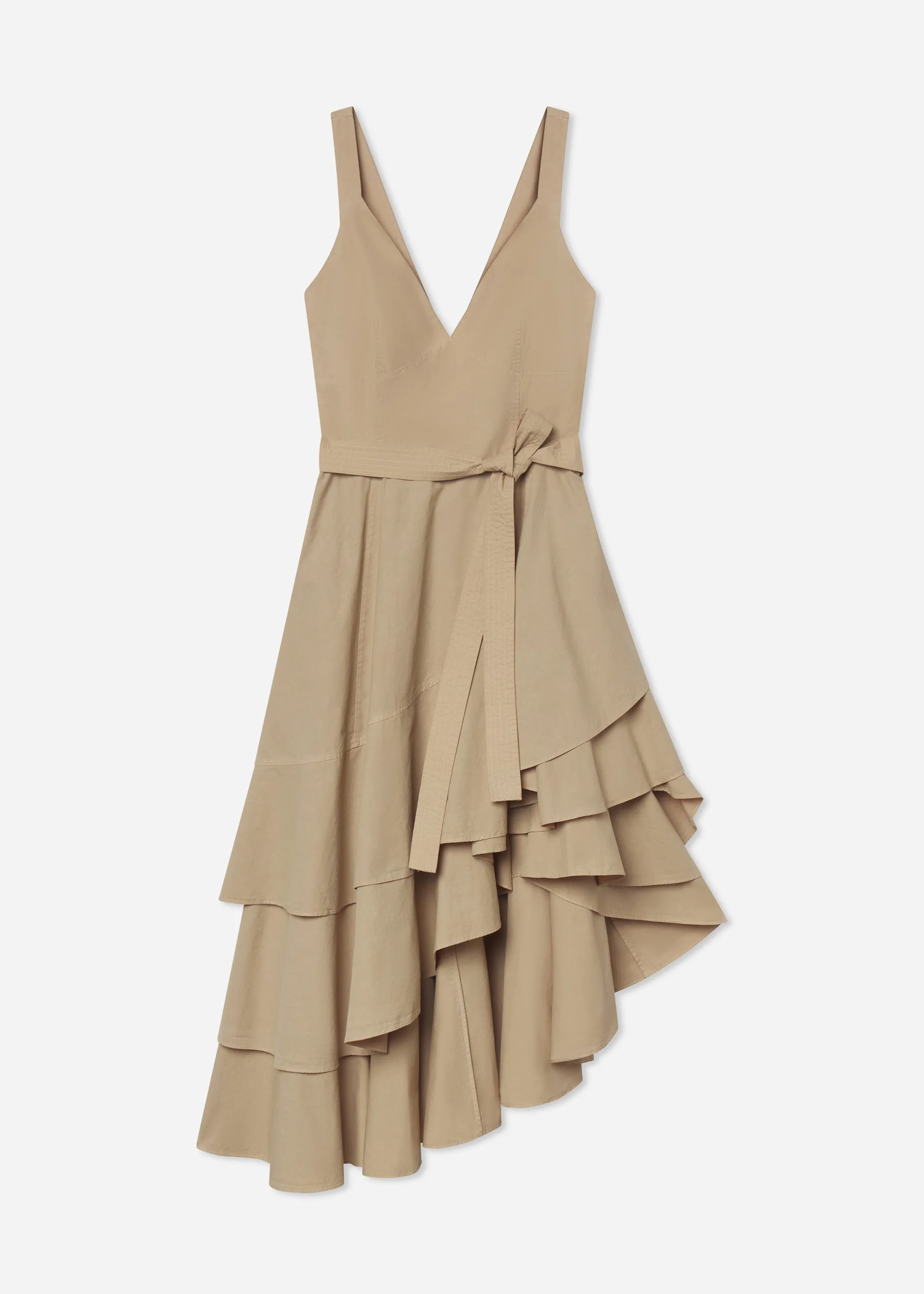 Asymmetric Layered Tank Dress in Garment-Dyed Cotton - Khaki sold by CO product image thumbnail 3