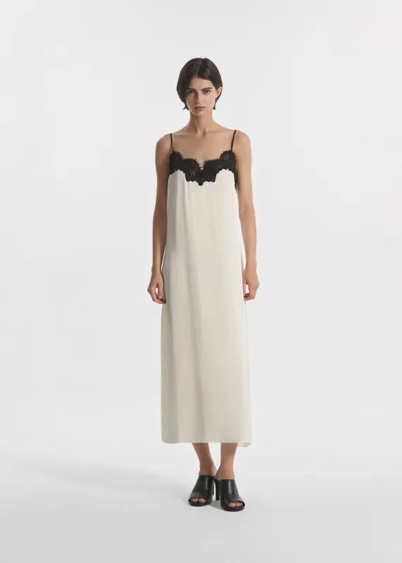 Lace Slip Dress in Silk - Ivory made by CO