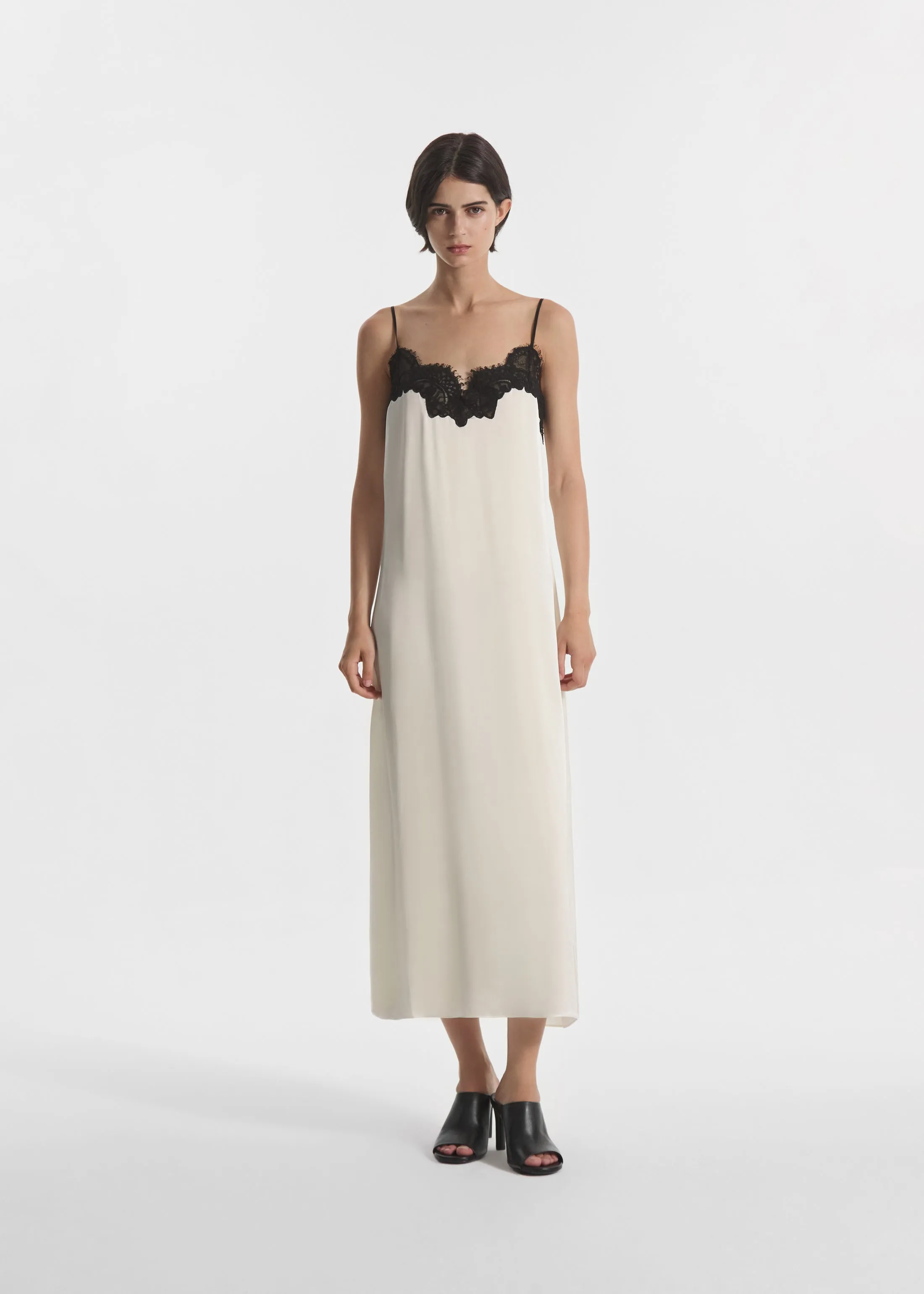 Lace Slip Dress in Silk - Ivory sold by CO