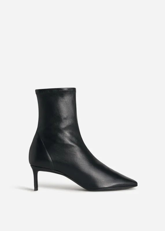 Pointed Heel Bootie in Stretch Leather - Black made by CO