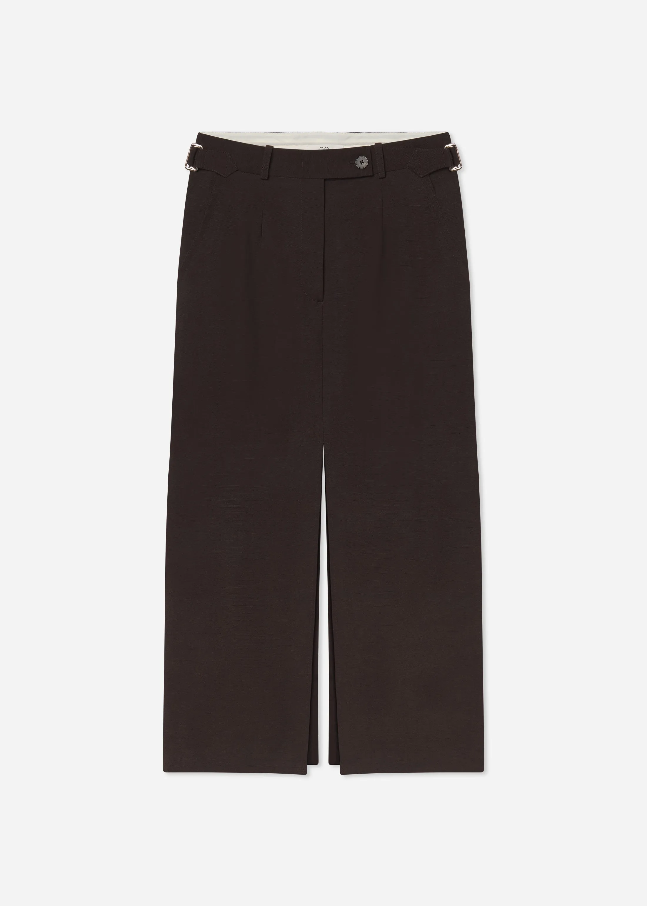 Tailored Front-Slit Midi Skirt in Linen - Chocolate sold by CO product image thumbnail 5