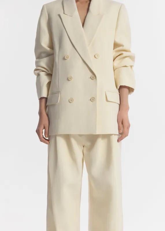 Double Breasted Blazer in Linen - Pearl made by CO