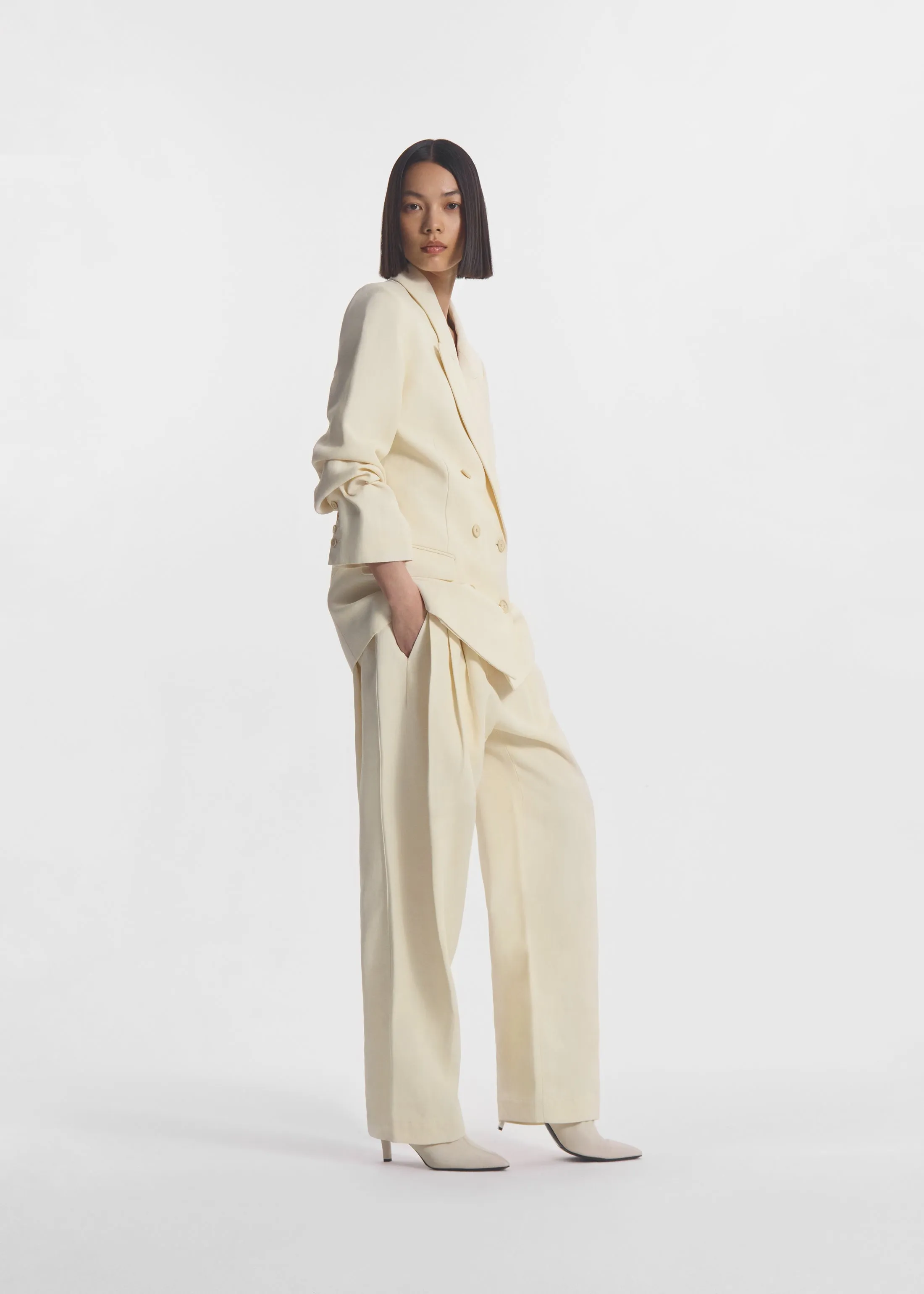 Double Breasted Blazer in Linen - Pearl sold by CO product image thumbnail 3