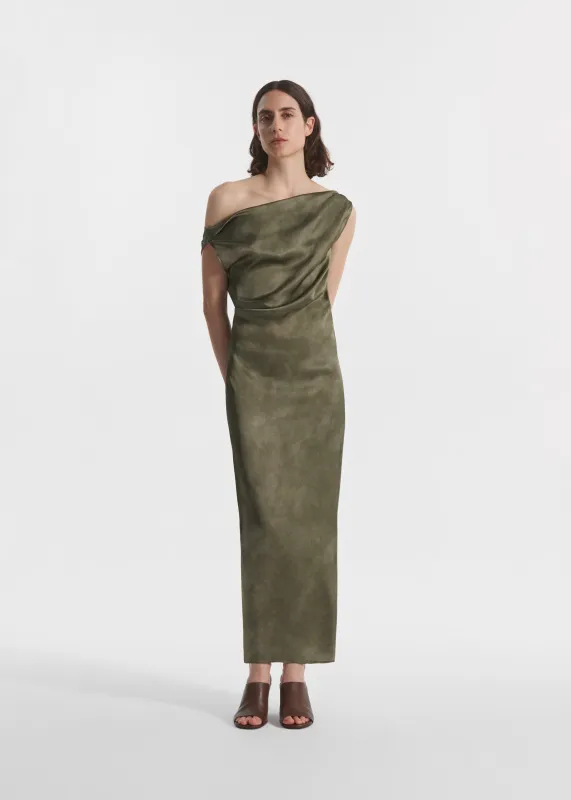 Draped Back Dress in Printed Cotton - Jade made by CO