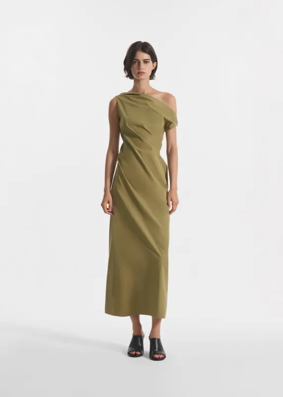 Draped Back Dress in Cotton - Aloe made by CO