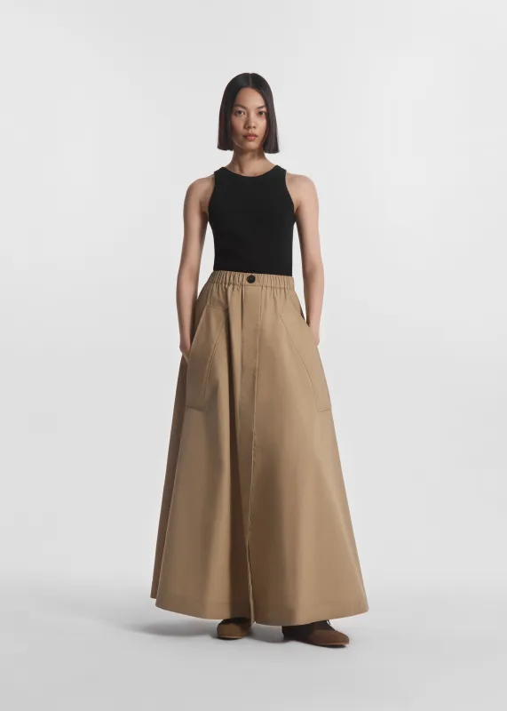Parachute Skirt in Cotton Poplin - Camel made by CO