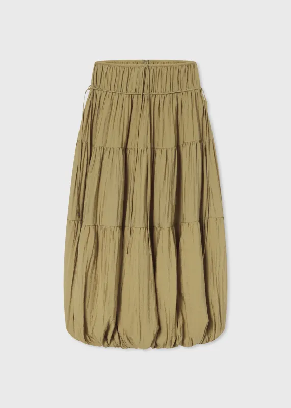 Soft Gathered Bubble Skirt in Wrinkled Nylon - Aloe made by CO