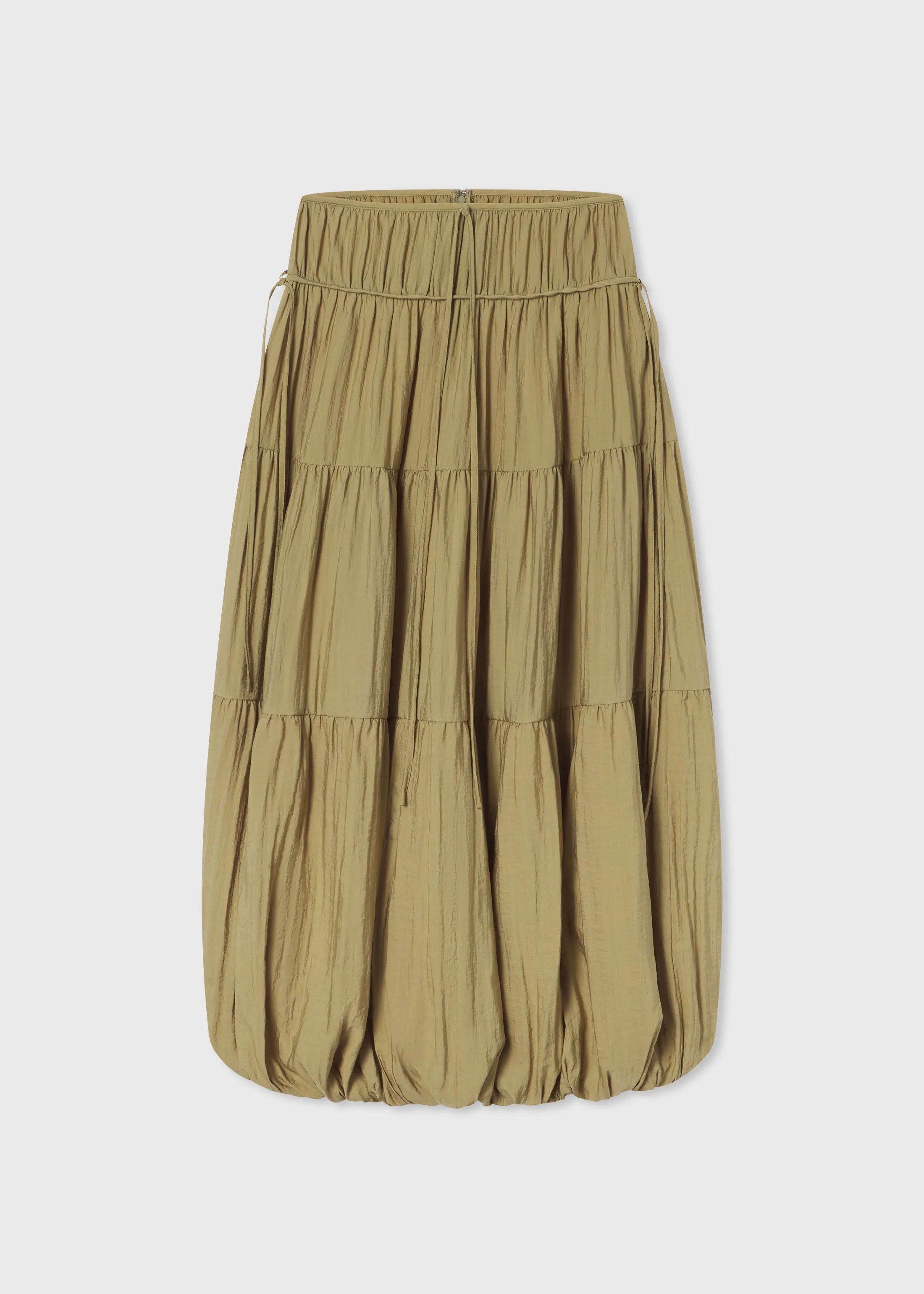 Soft Gathered Bubble Skirt in Wrinkled Nylon - Aloe sold by CO