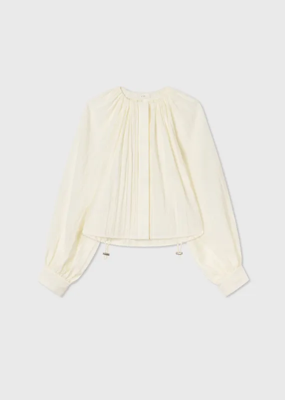 Gathered Shirt in Wrinkled Nylon - Milk made by CO