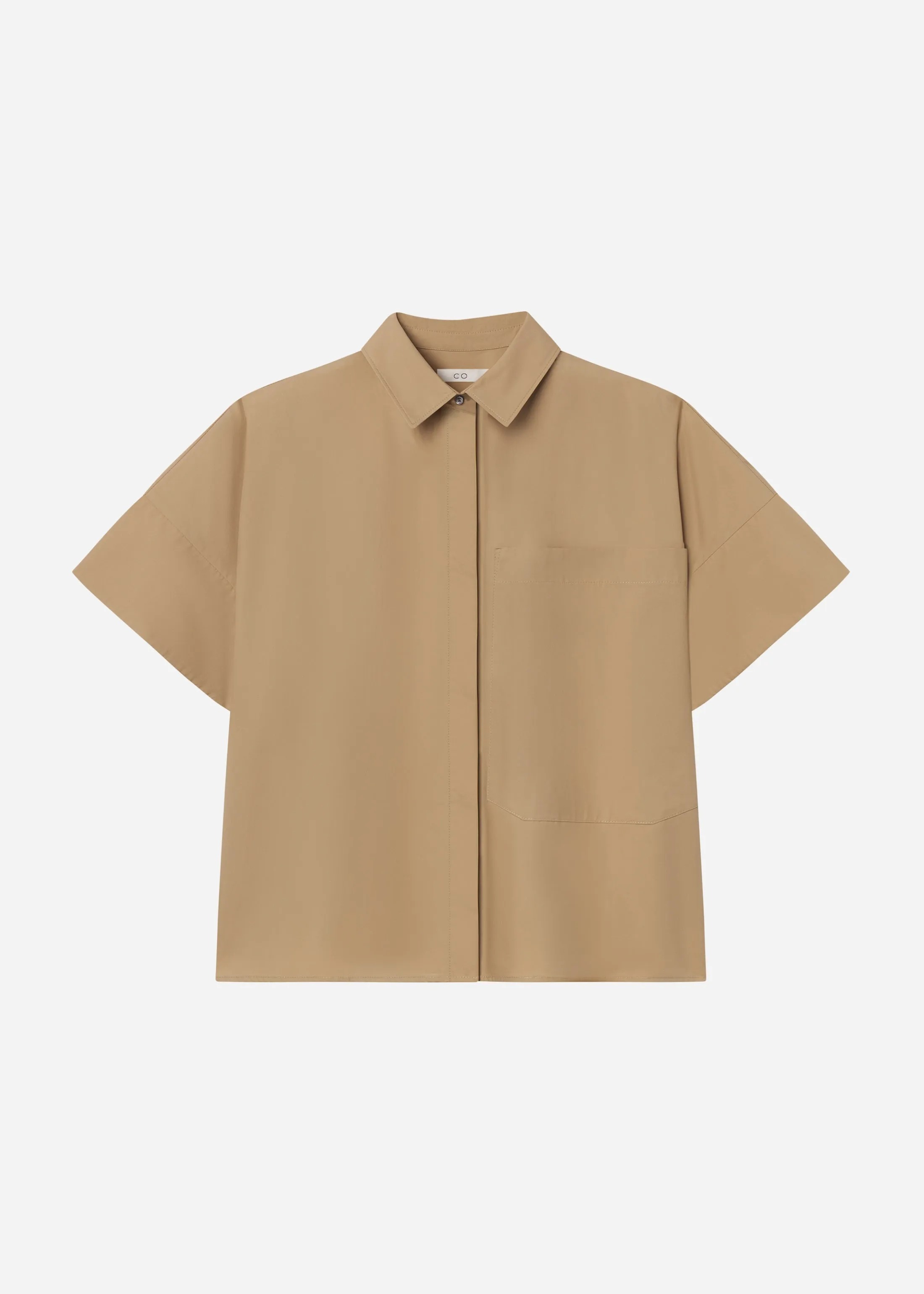 Boxy Short Sleeve Shirt in Cotton Poplin - Camel sold by CO product image thumbnail 5