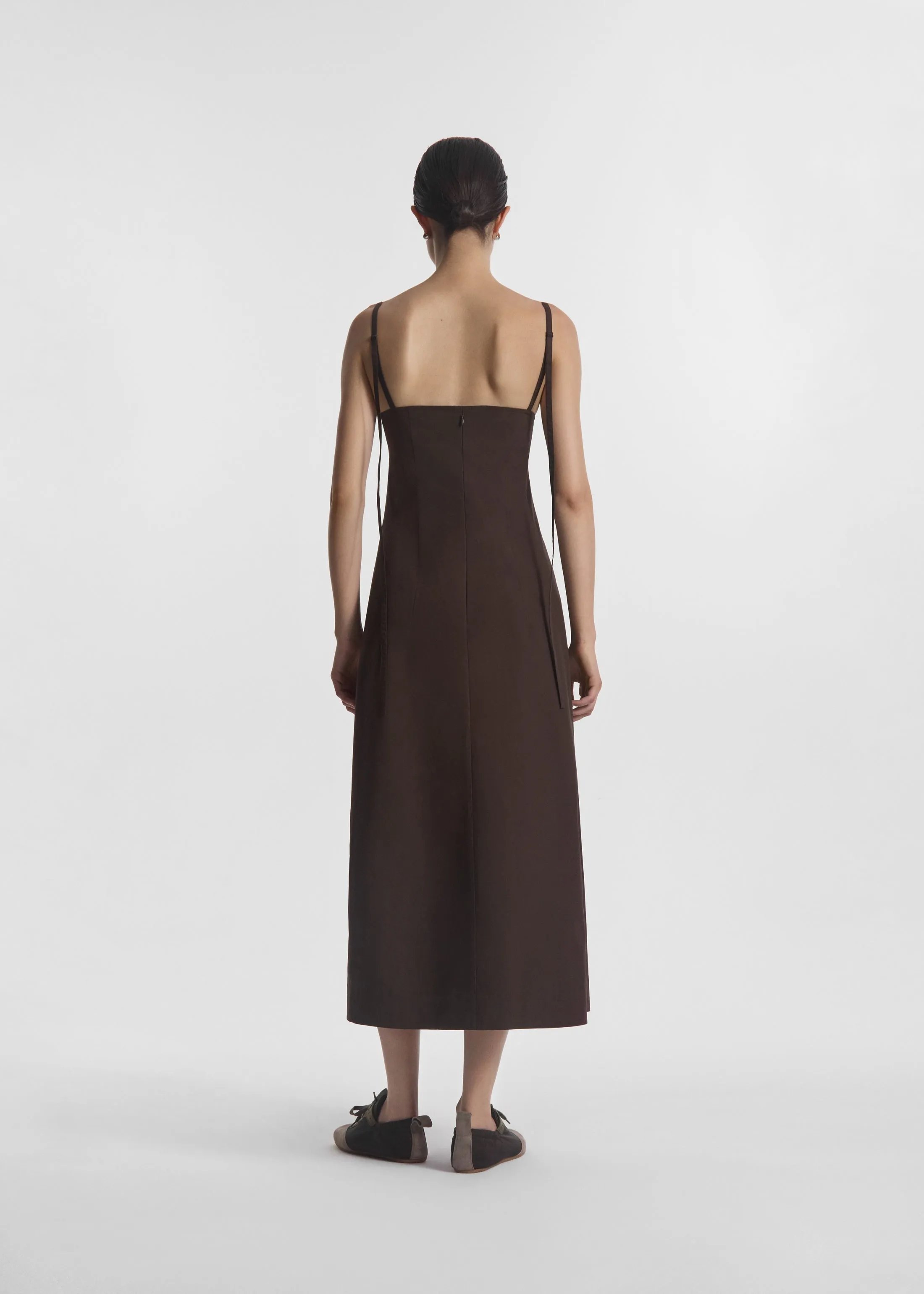Bustier Midi Dress in Cotton Poplin - Chocolate sold by CO product image thumbnail 3