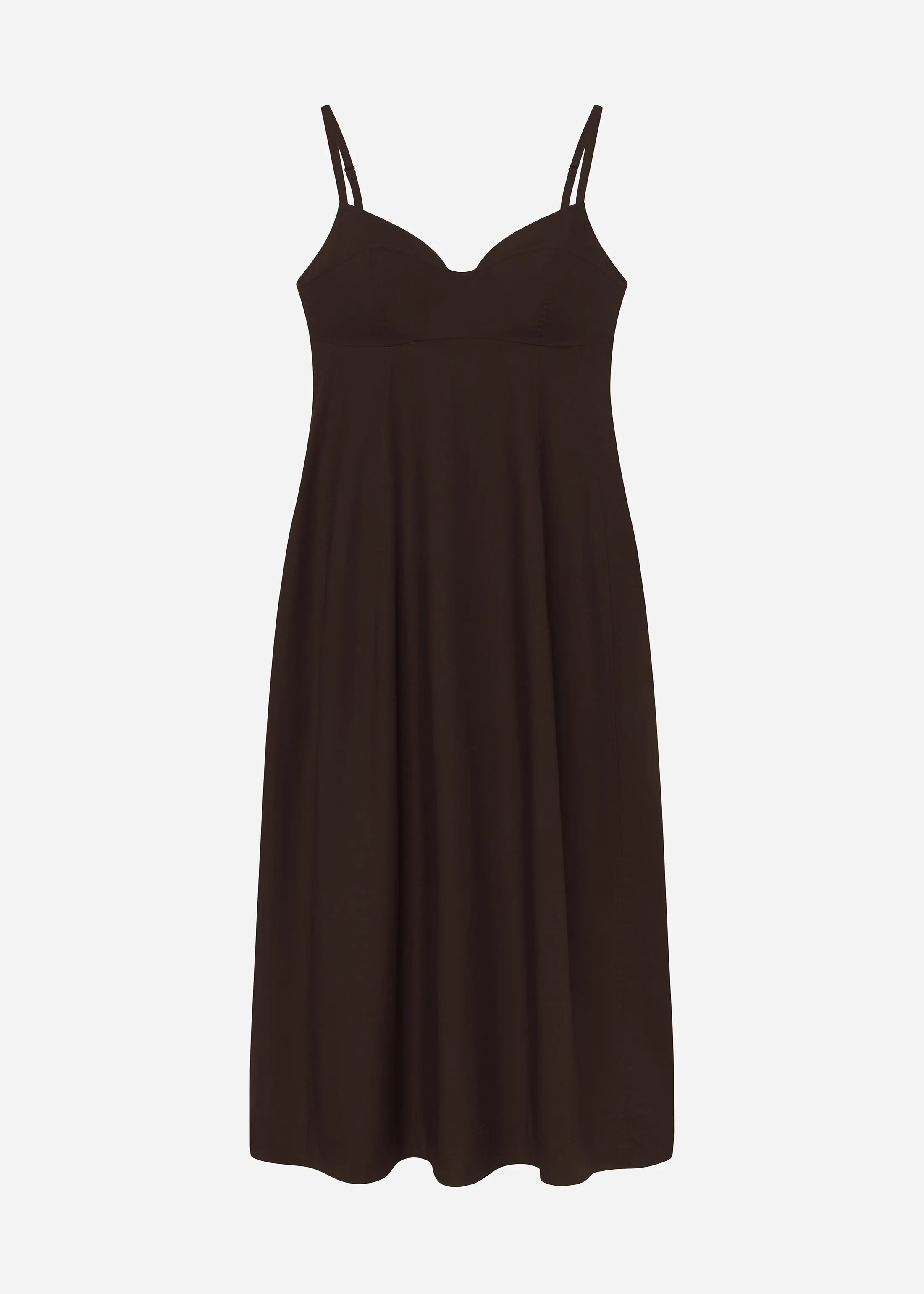 Bustier Midi Dress in Cotton Poplin - Chocolate sold by CO product image thumbnail 4