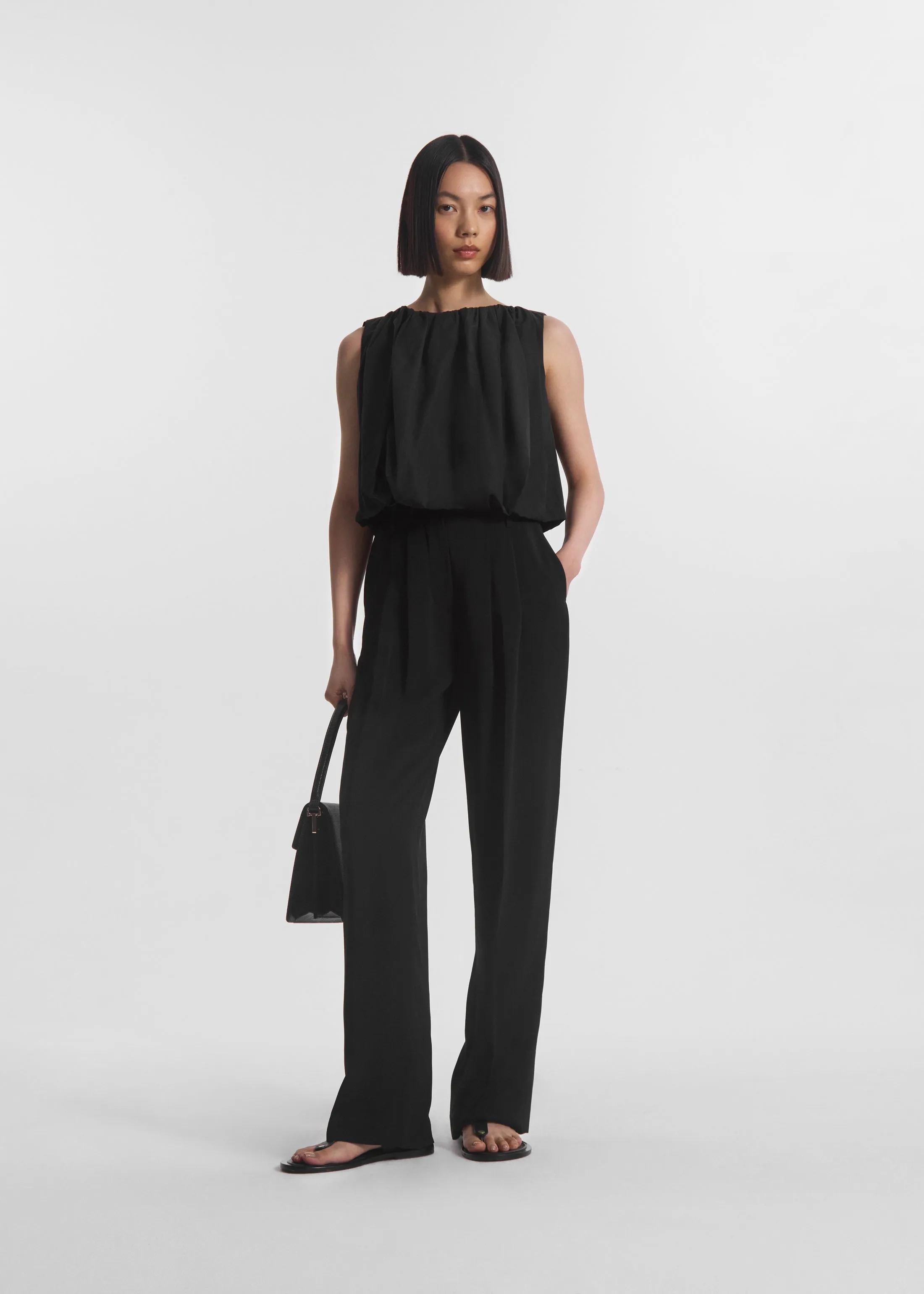 Bubble Top in Cotton Poplin - Black sold by CO