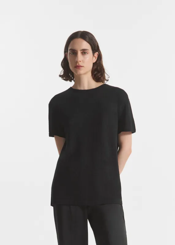 T-Shirt in Silk Linen - Black made by CO