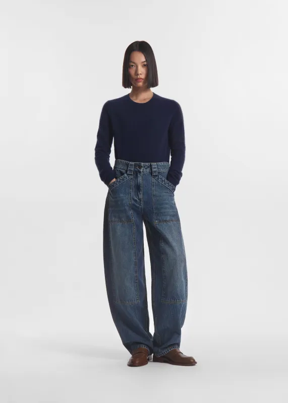 Long Sleeve Crew Sweater in Cashmere Silk - Eclipse made by CO