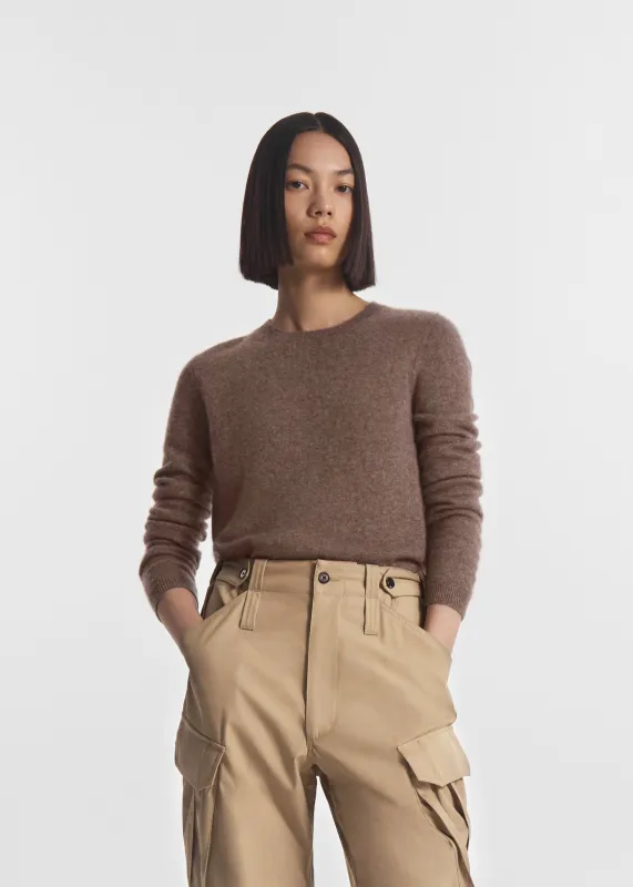 Long Sleeve Crew Sweater in Cashmere Silk - Hazelnut made by CO