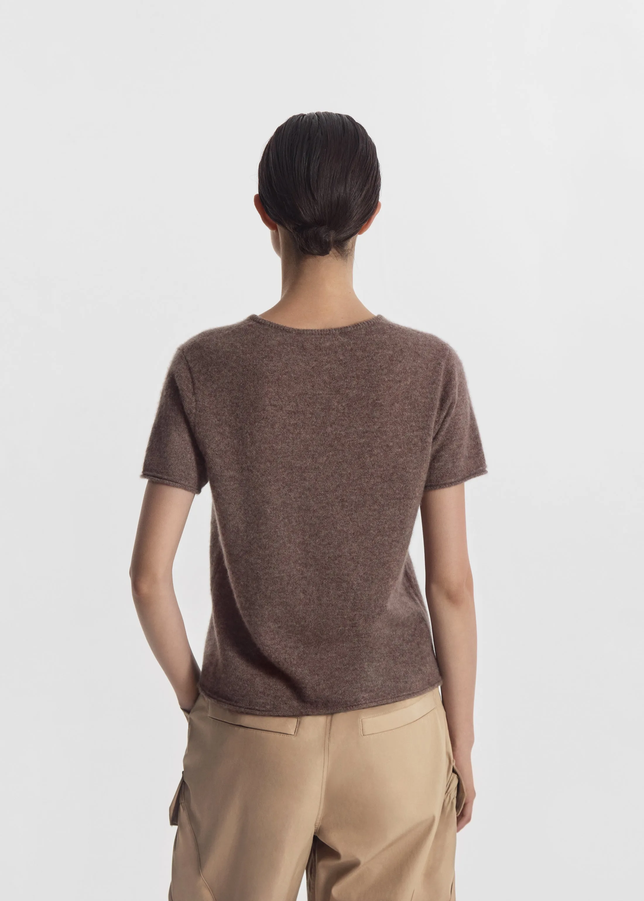 Short Sleeve T-Shirt in Cashmere Silk - Hazelnut sold by CO product image thumbnail 4