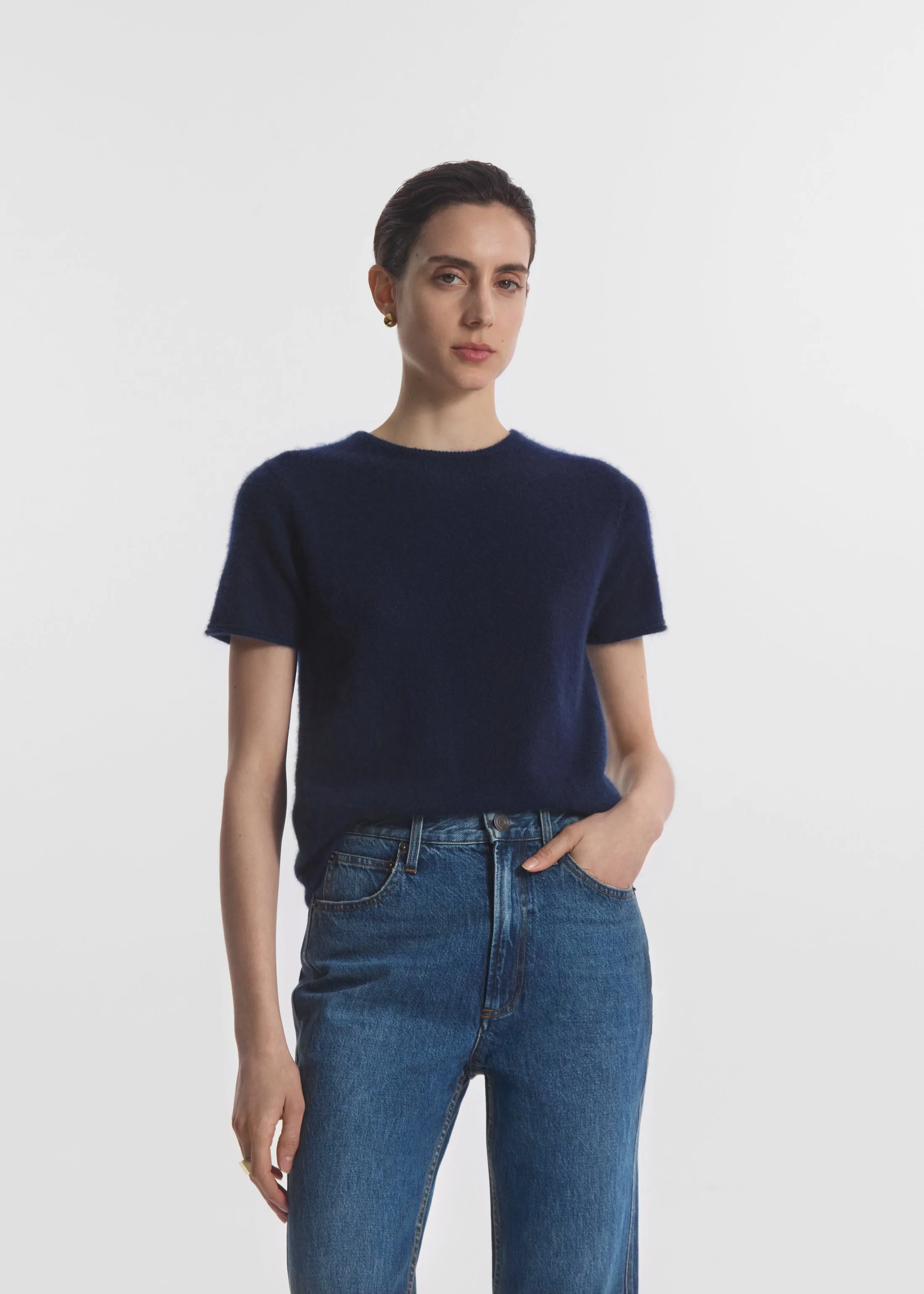 Short Sleeve T-Shirt in Cashmere Silk - Eclipse sold by CO