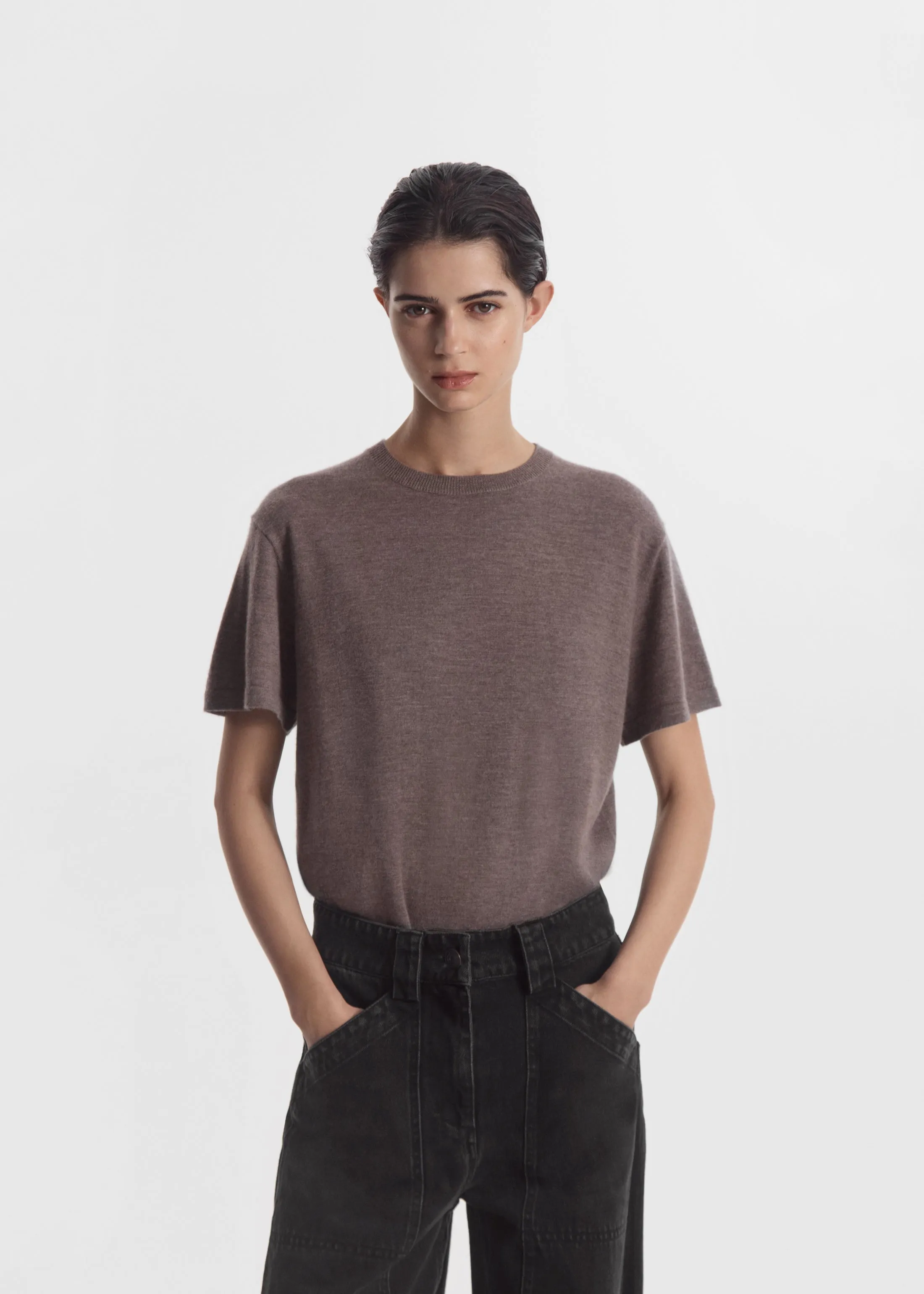 T-Shirt in Fine Cashmere - Hazelnut sold by CO product image thumbnail 3