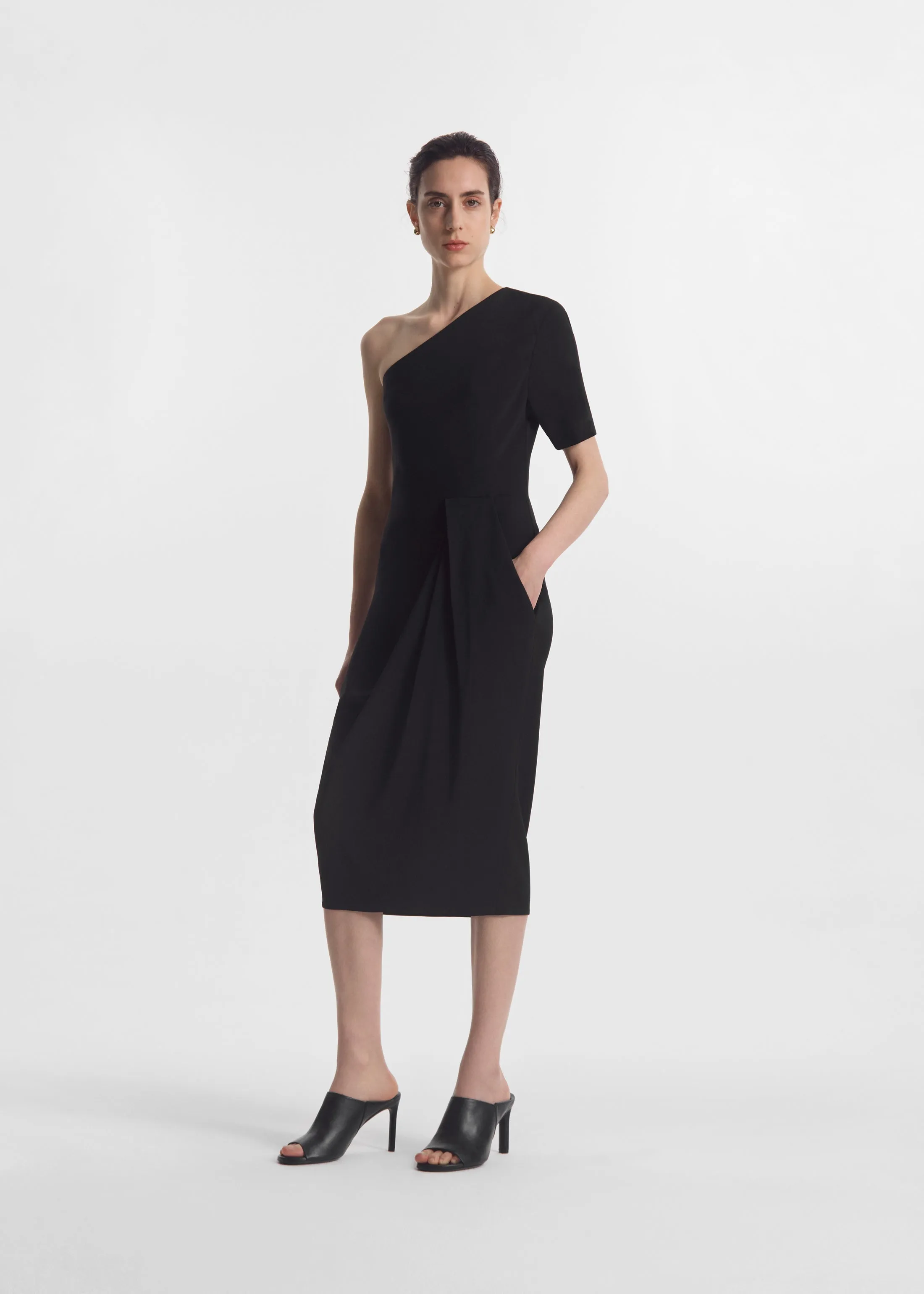 Draped Dress in Viscose Crepe - Black sold by CO product image thumbnail 2