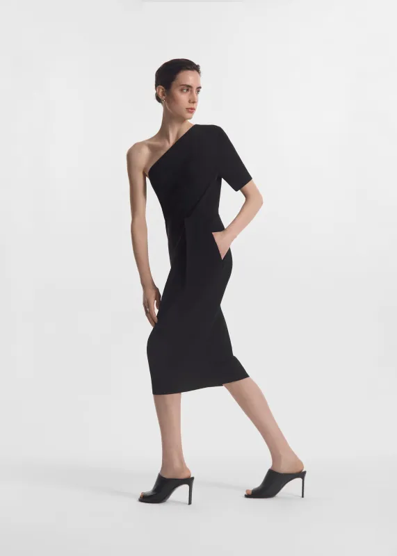 Draped Dress in Viscose Crepe - Black made by CO