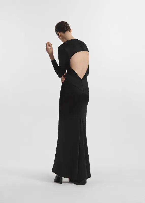 Backless Column Dress in Viscose Shine - Black made by CO