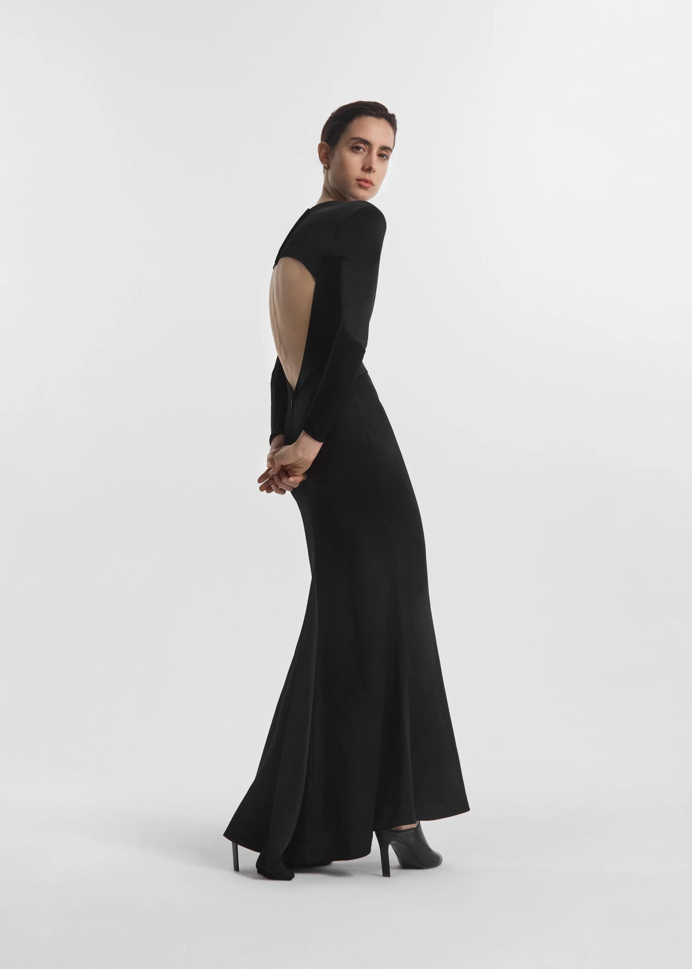 Backless Column Dress in Viscose Shine - Black sold by CO product image thumbnail 4