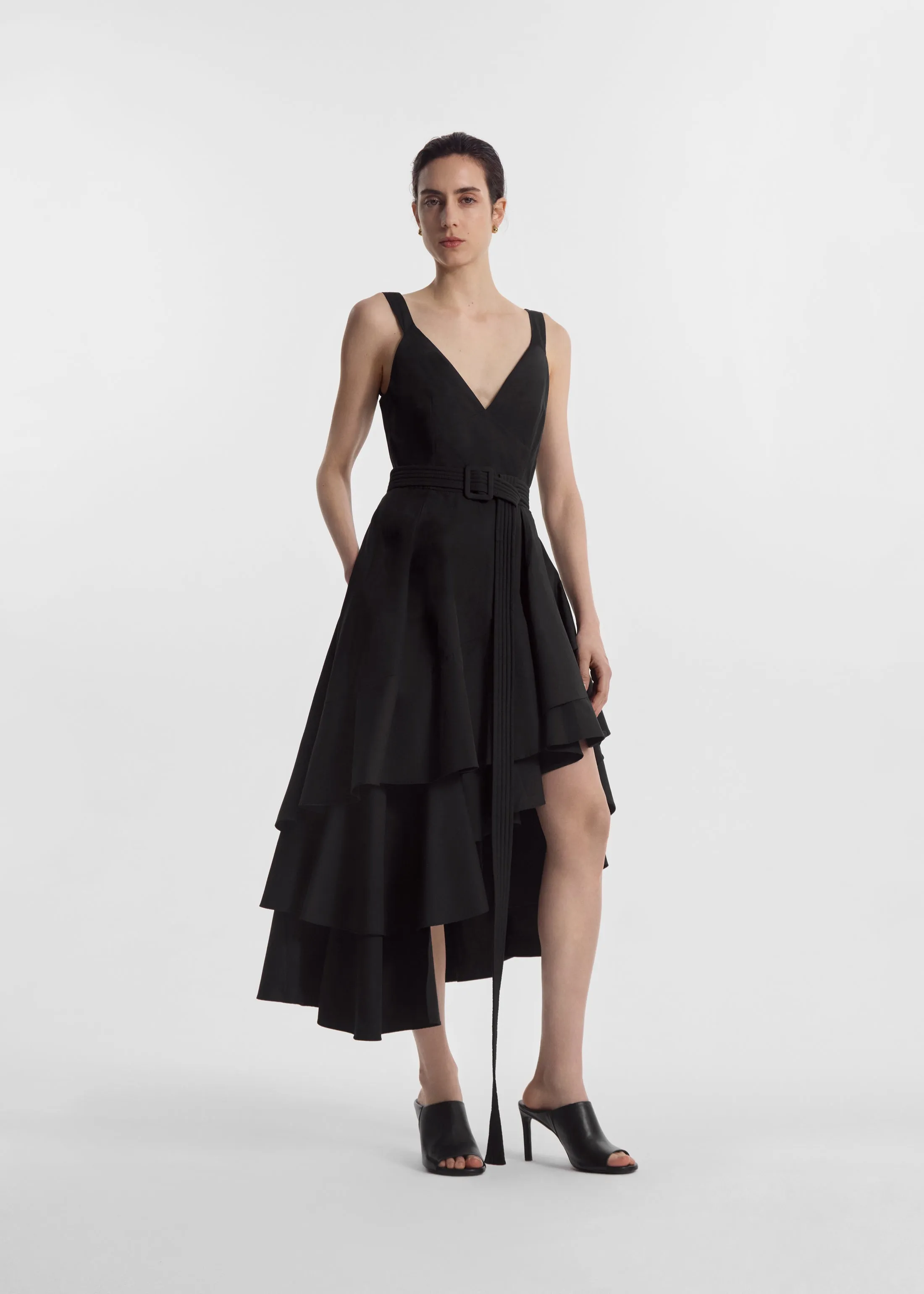 Asymmetric Layered Tank Dress in Cotton Poplin - Black sold by CO product image thumbnail 4