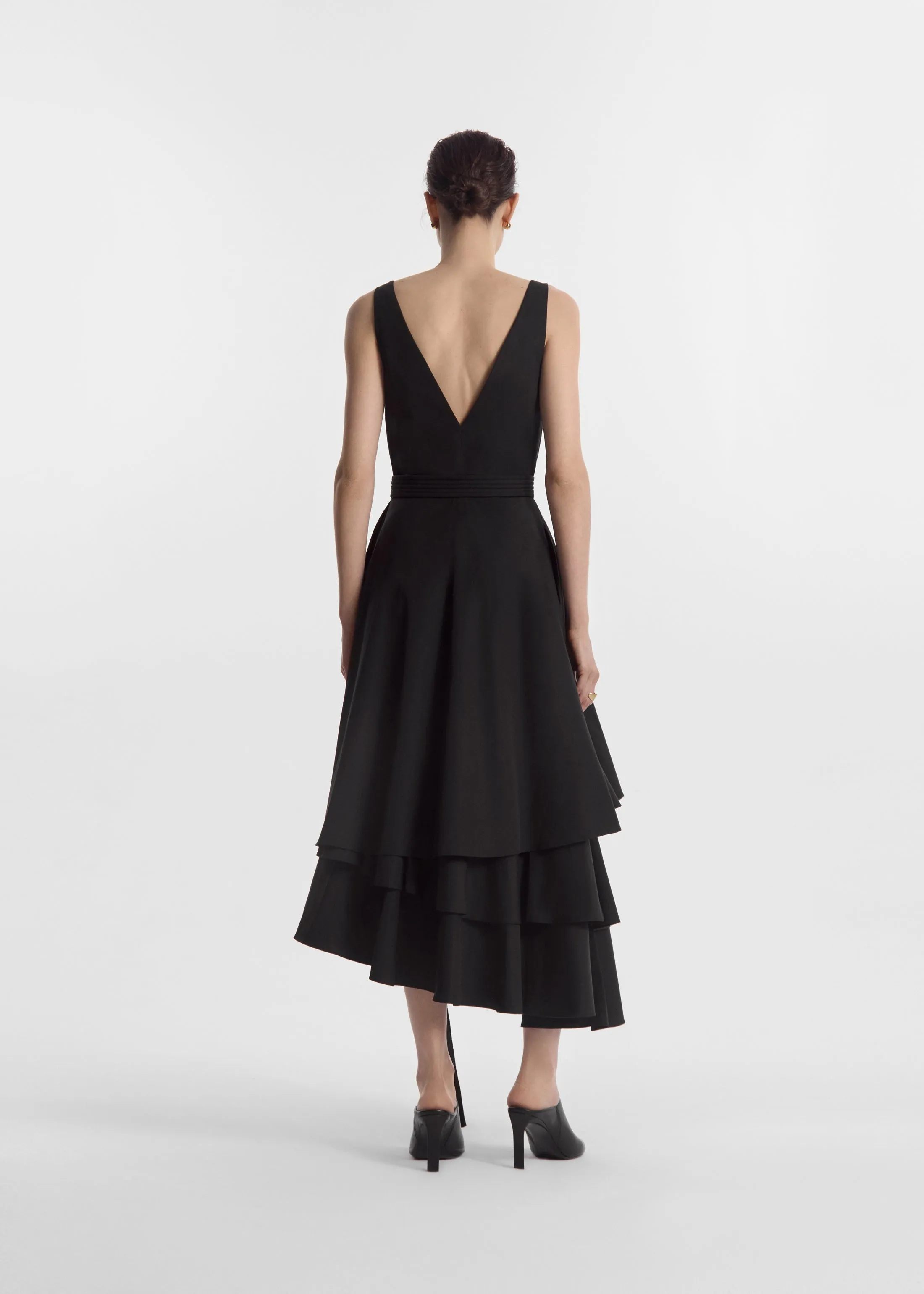 Asymmetric Layered Tank Dress in Cotton Poplin - Black sold by CO product image thumbnail 3