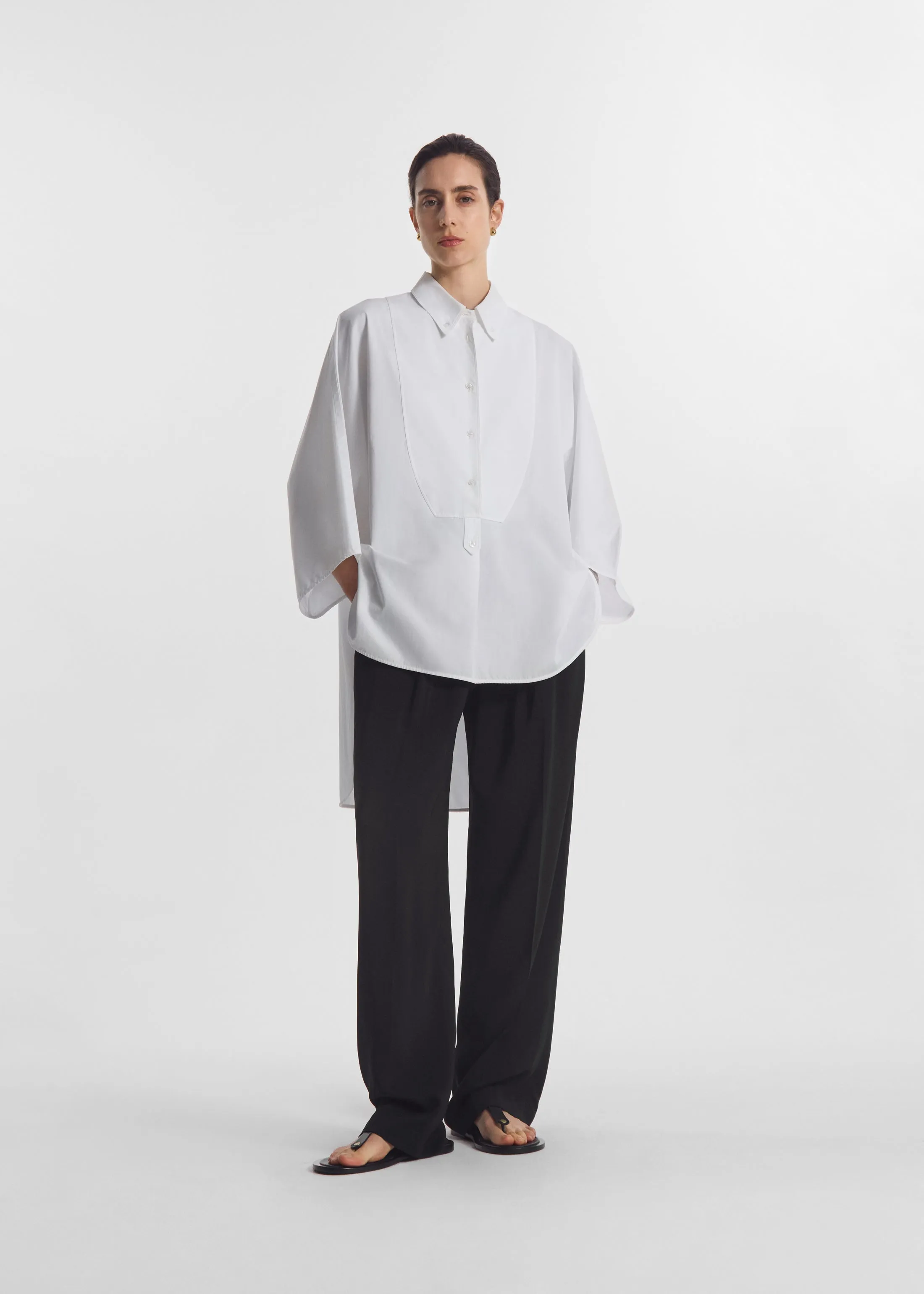 Long Tunic Top in Cotton Poplin - White sold by CO product image thumbnail 3