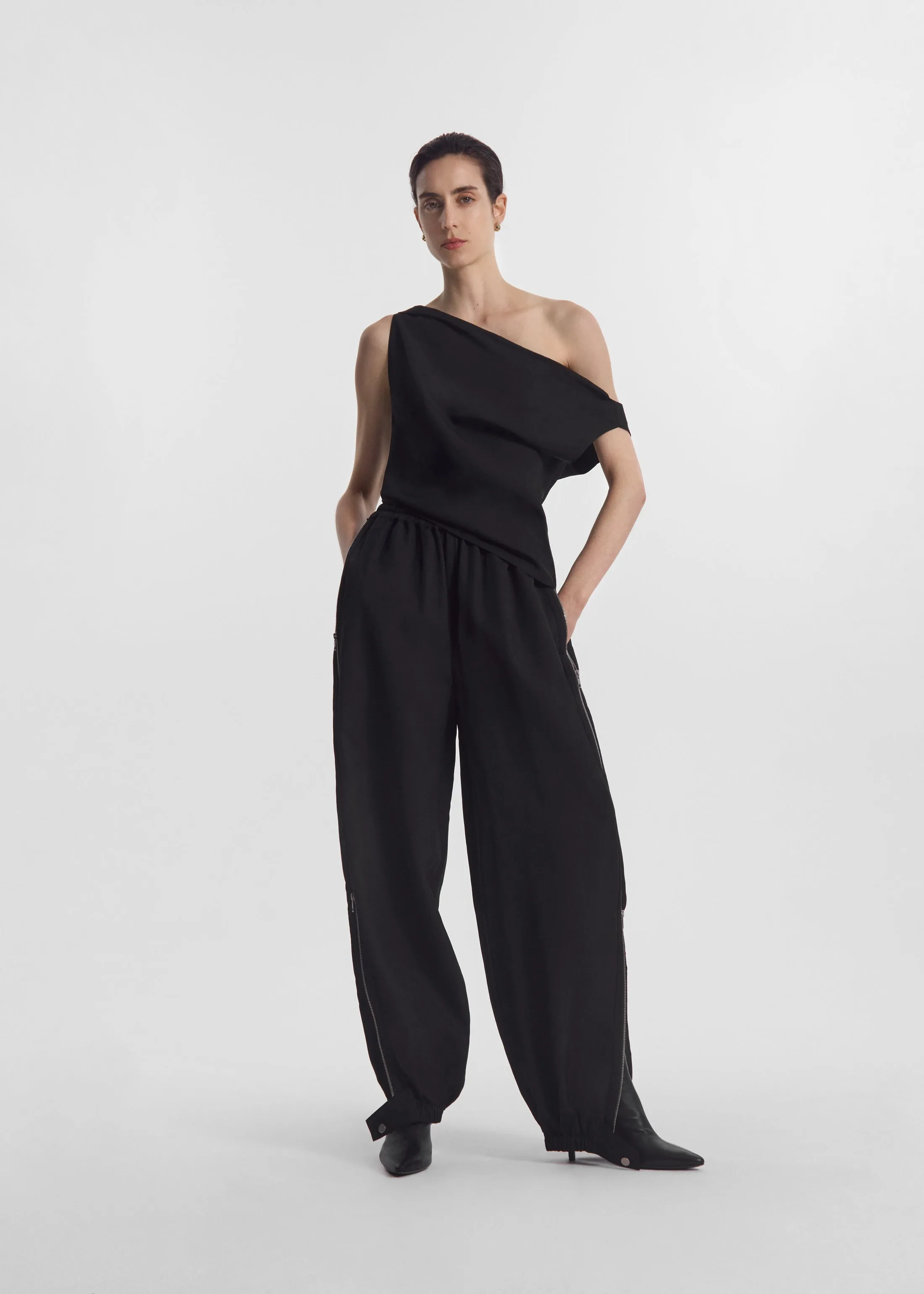 Draped Back Top in Viscose Silk - Black sold by CO product image thumbnail 2