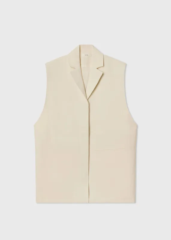 Drop Armhole Gilet in Linen - Pearl made by CO