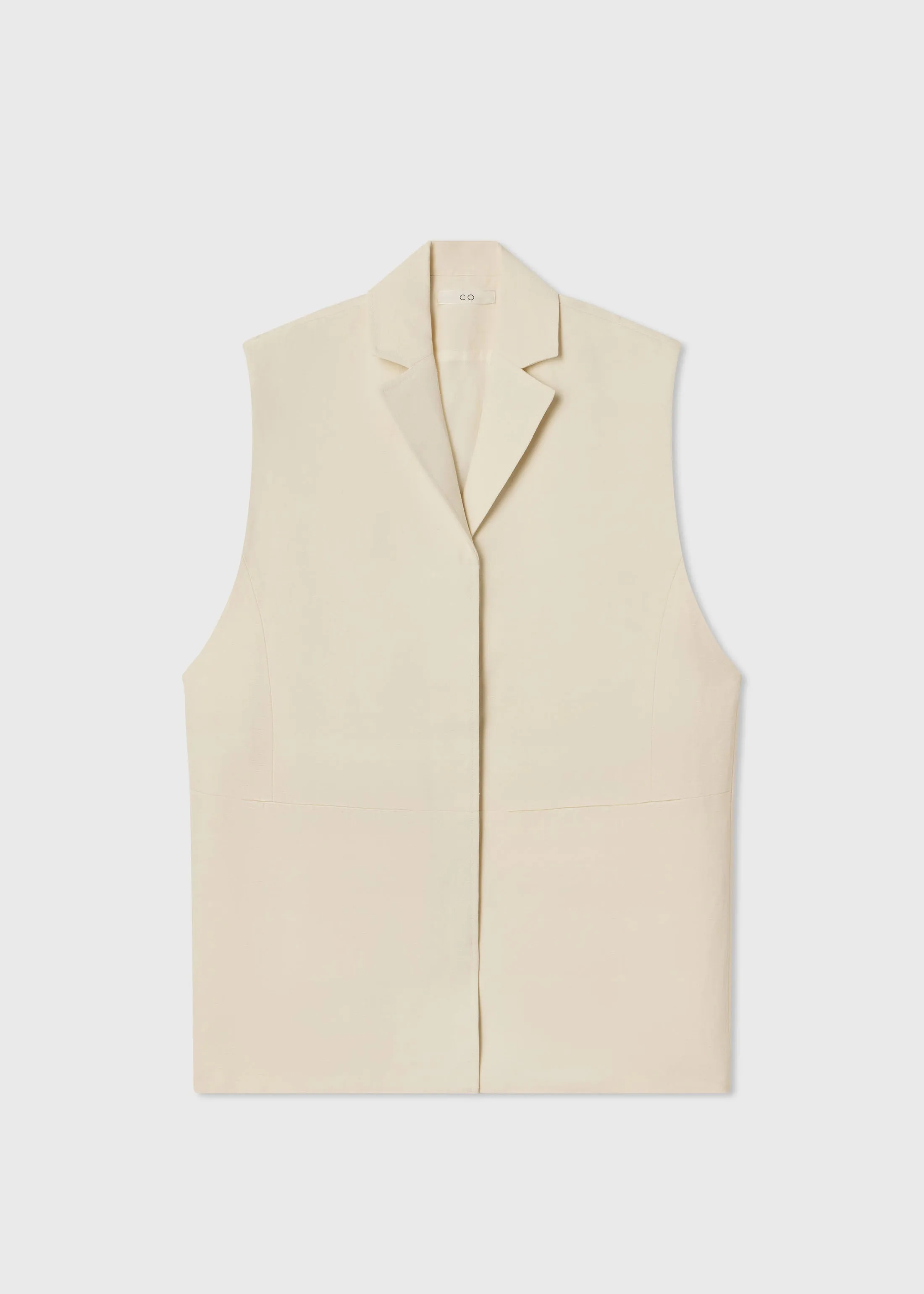 Drop Armhole Gilet in Linen - Pearl sold by CO