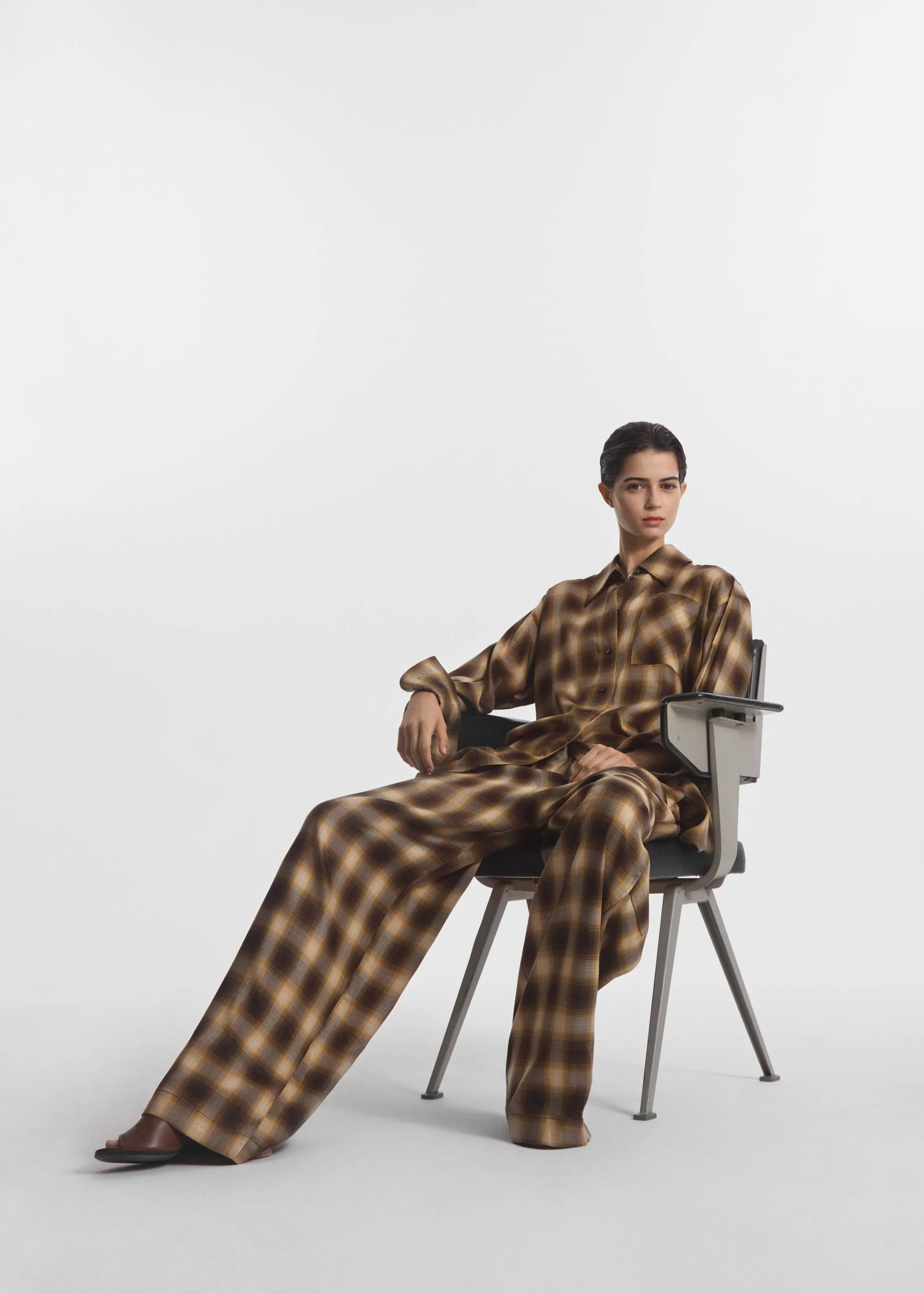 Drawstring Pant in Tencel Plaid - Brown Multi sold by CO product image thumbnail 3