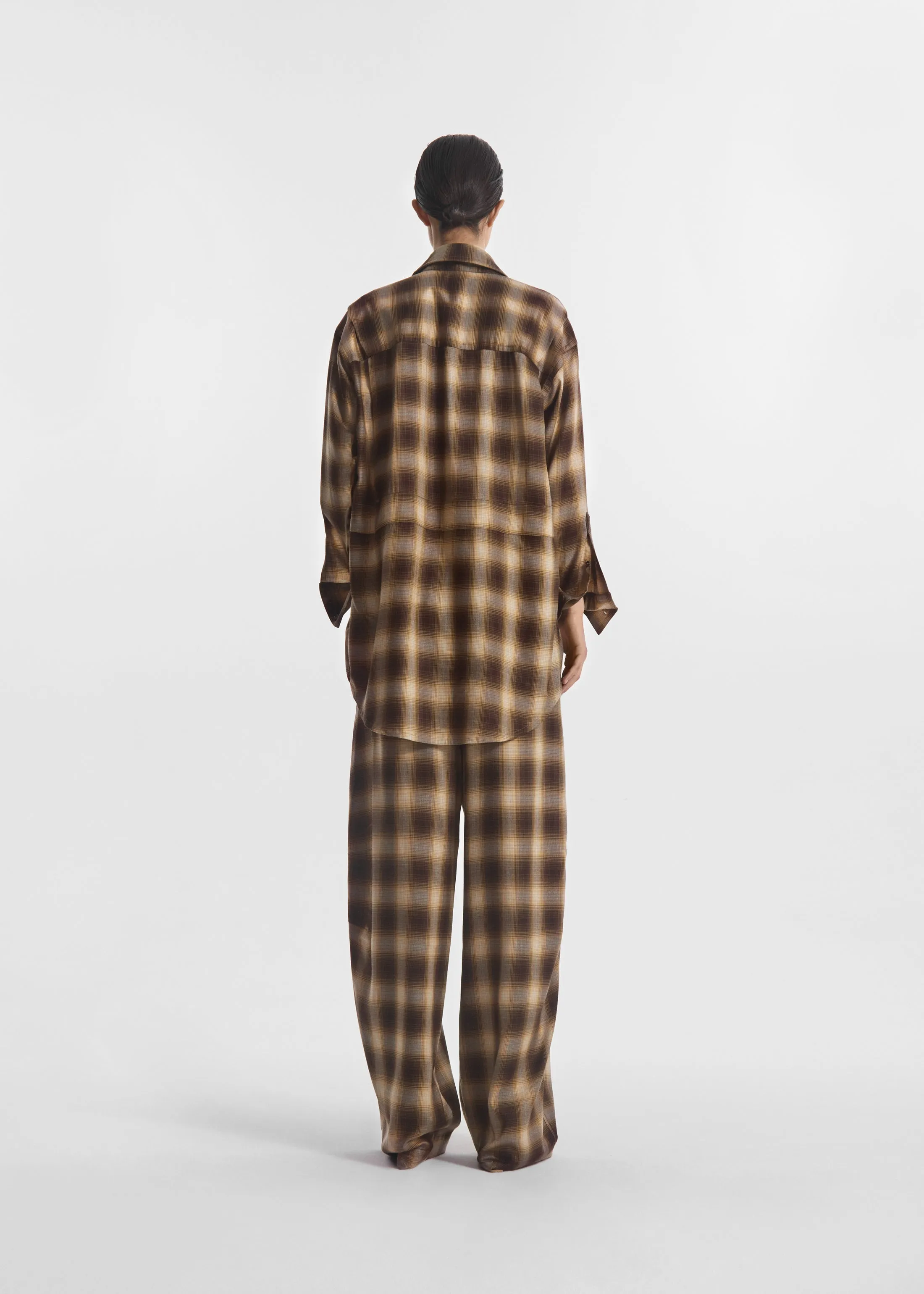 Drawstring Pant in Tencel Plaid - Brown Multi sold by CO product image thumbnail 2